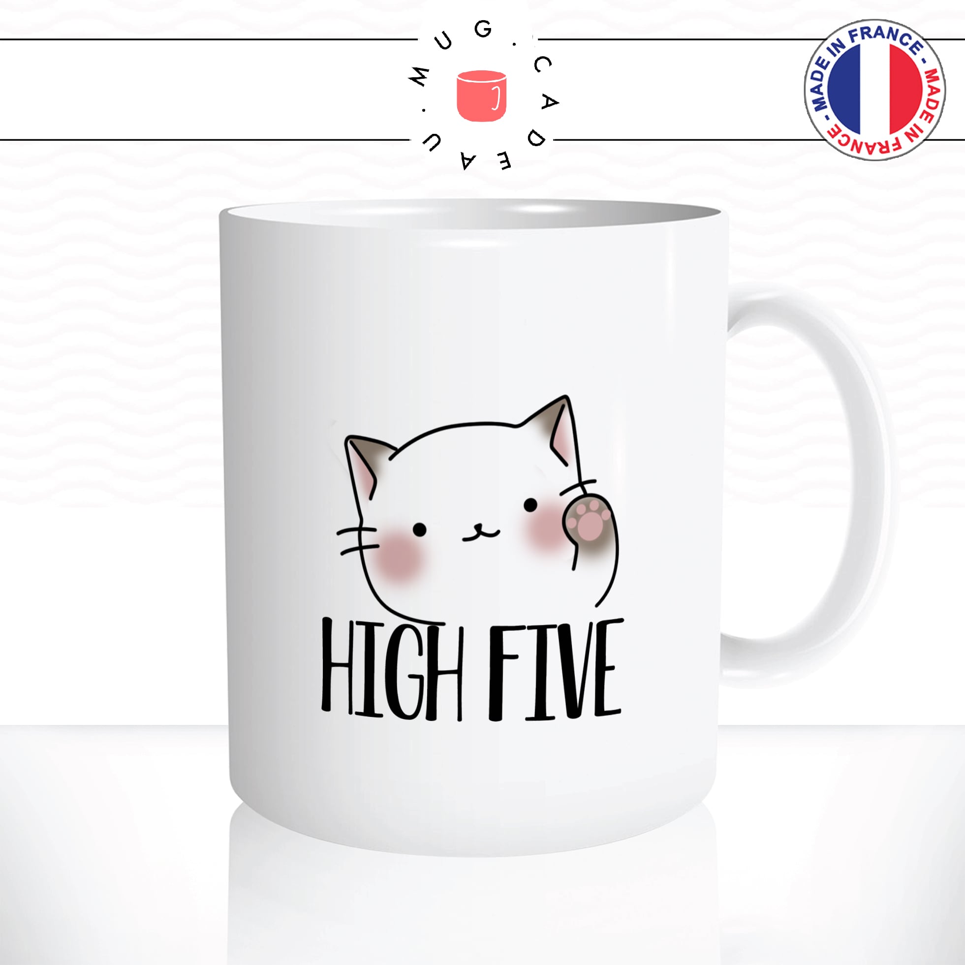 mug-tasse-chat-chaton-cat-blanc-mignon-high-five-top-la-fun-cool-animal-dessin-original-café-thé-idée-cadeau-personnalisé