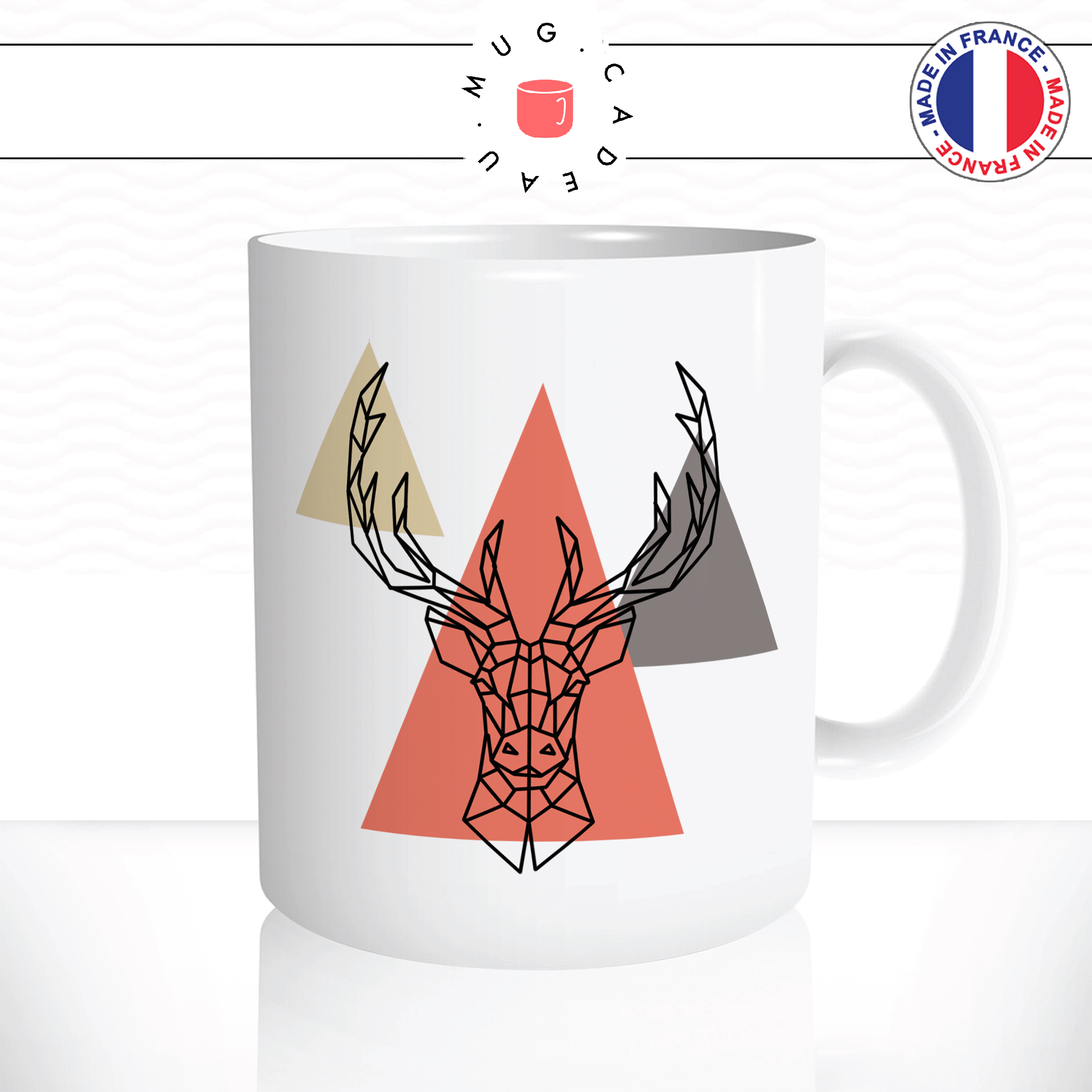 mug-tasse-ref6-cerf-origami-noir-triangles-couleurs-orange-gris-cafe-the-mugs-tasses-personnalise-anse-droite