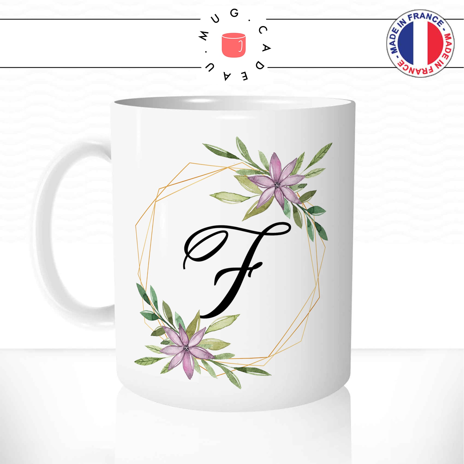 Mug Lettre F En Fleur - Initiales - Mug-Cadeau