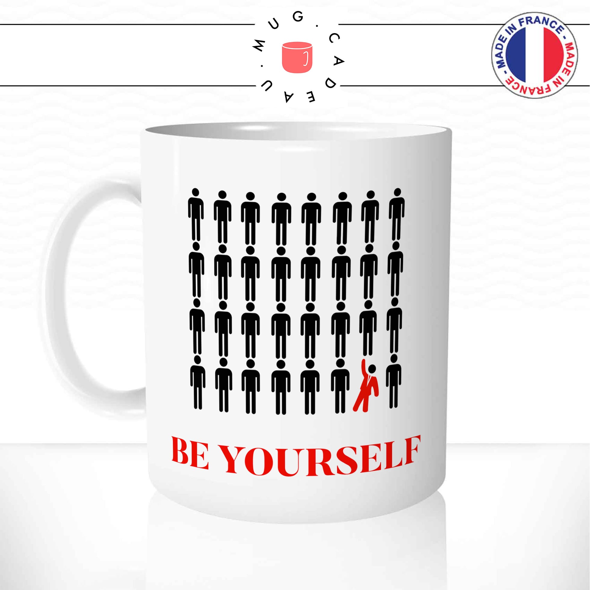 mug-tasse-be-yourself-bonhomme-toilettes-wc-noir-smoking-dance-rouge-humour-fun-drole-idée-cadeau-original-café-thé-personnalisée-min