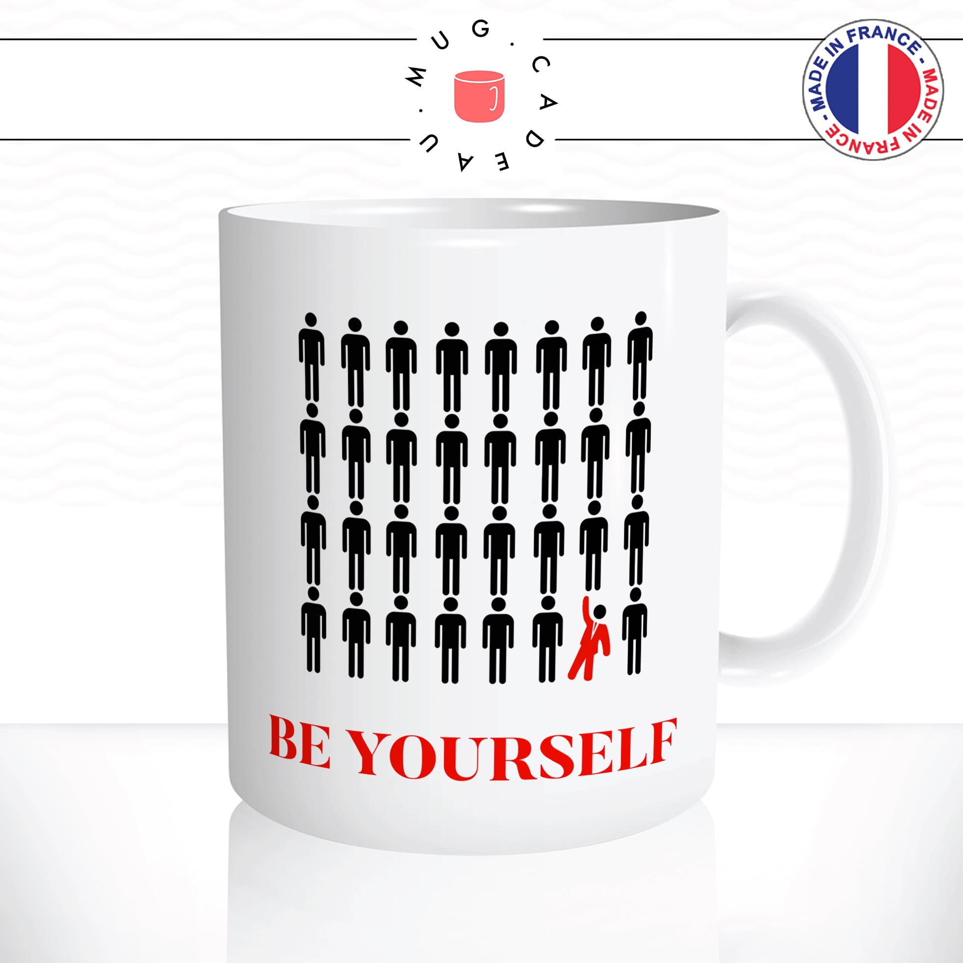 mug-tasse-be-yourself-bonhomme-toilettes-wc-noir-smoking-dance-rouge-humour-fun-drole-idée-cadeau-original-café-thé-personnalisée2-min