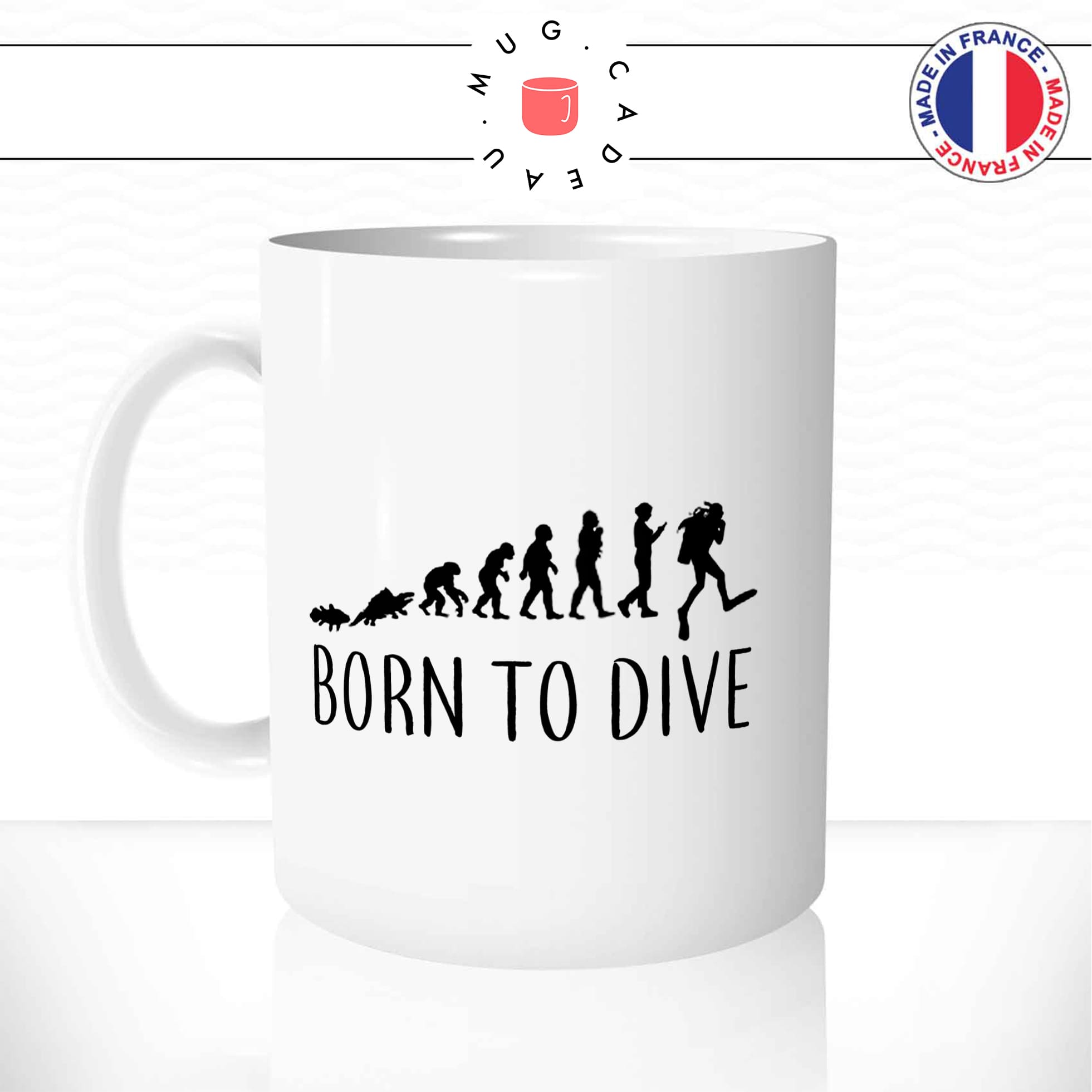 mug-tasse-born-to-dive-plongée-mer-poisson-passion-sport-humour-evolution-de-l'homme-fun-café-thé-idée-cadeau-originale-personnalisée