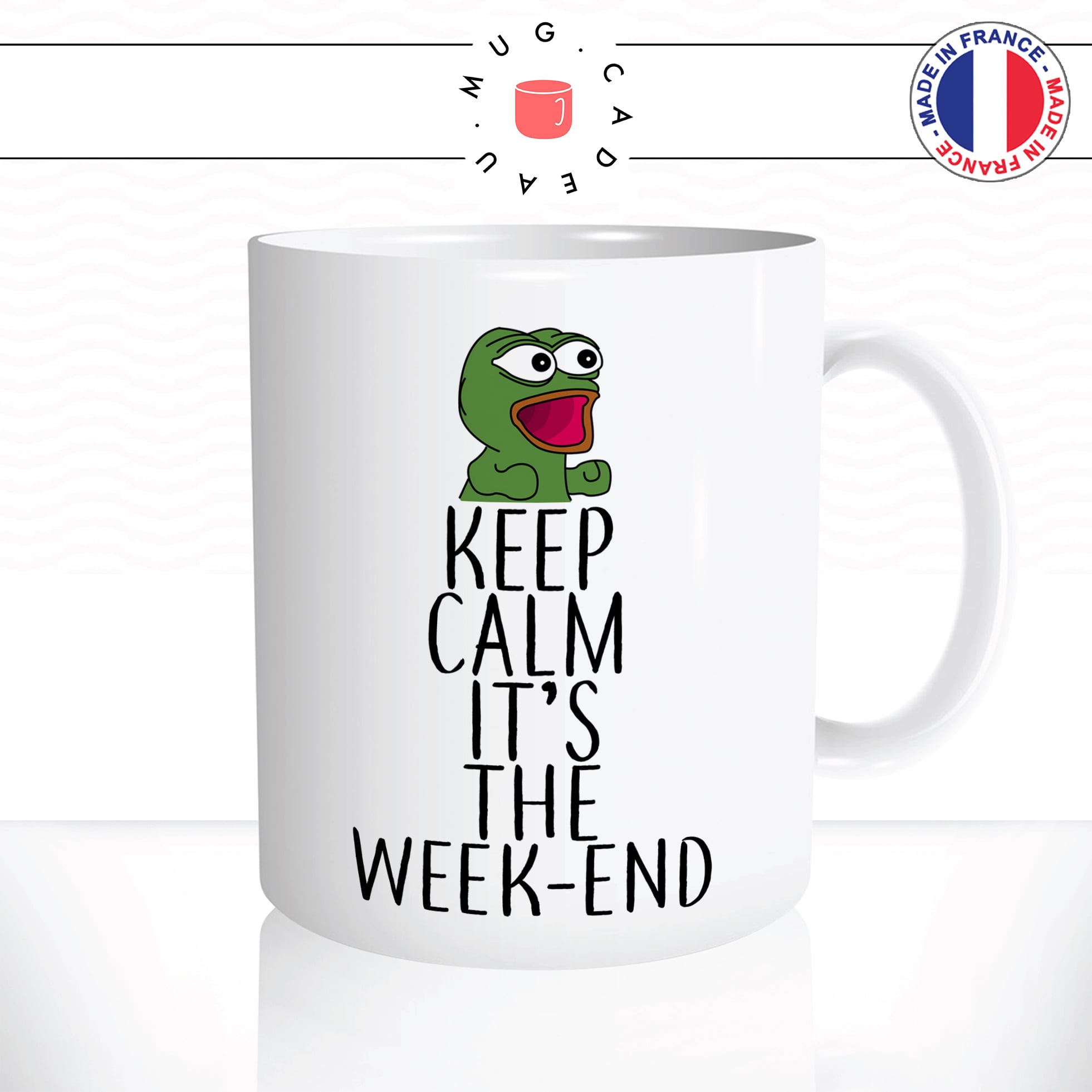 mug-tasse-keep-calm-week-end-pepe-the-frog-meme-geek-humour-fun-café-thé-idée-cadeau-originale-personnalisée2-min