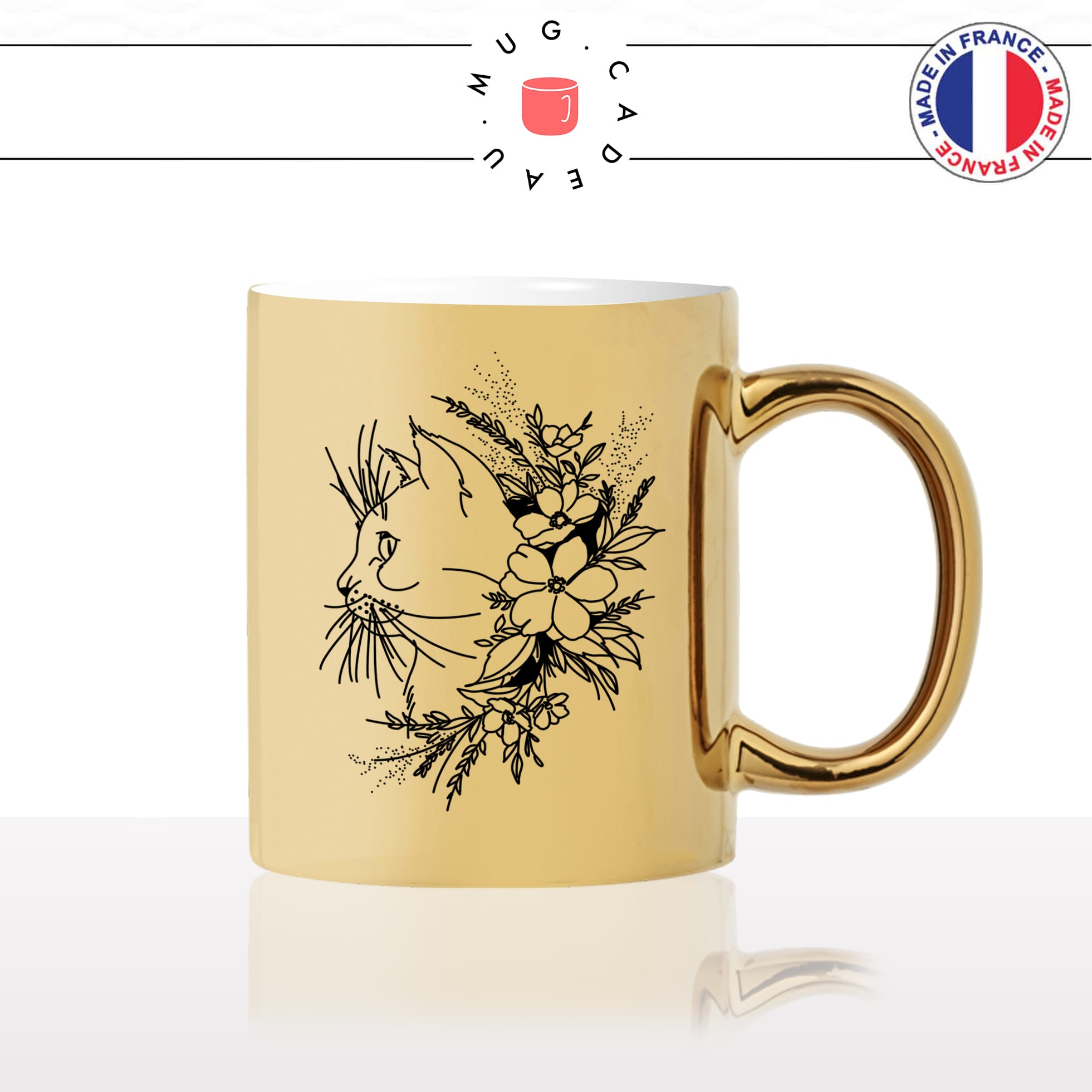 mug-tasse-or-doré-fleurs-moustaches-chats-animal-chaton-dessin-noir-fun-café-thé-idée-cadeau-original-personnalisable-gold2-min
