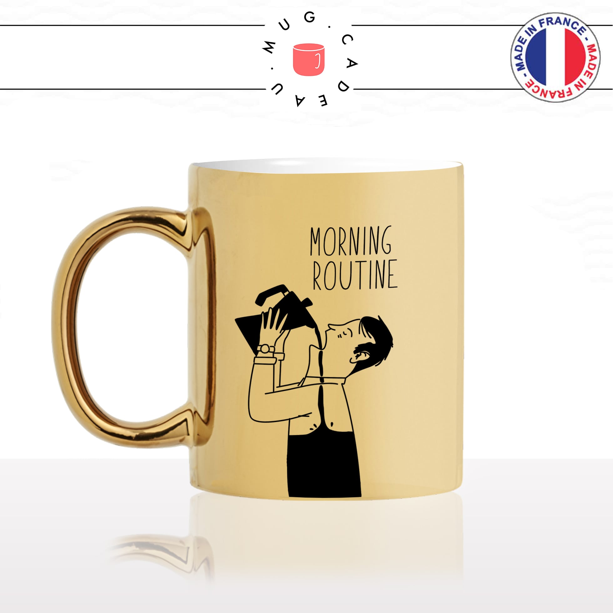 mug-tasse-doré-or-gold-morning-routine-coffee-matin-reveil-week-end-humour-boulot-idée-cadeau-personnalisé-café-thé-min