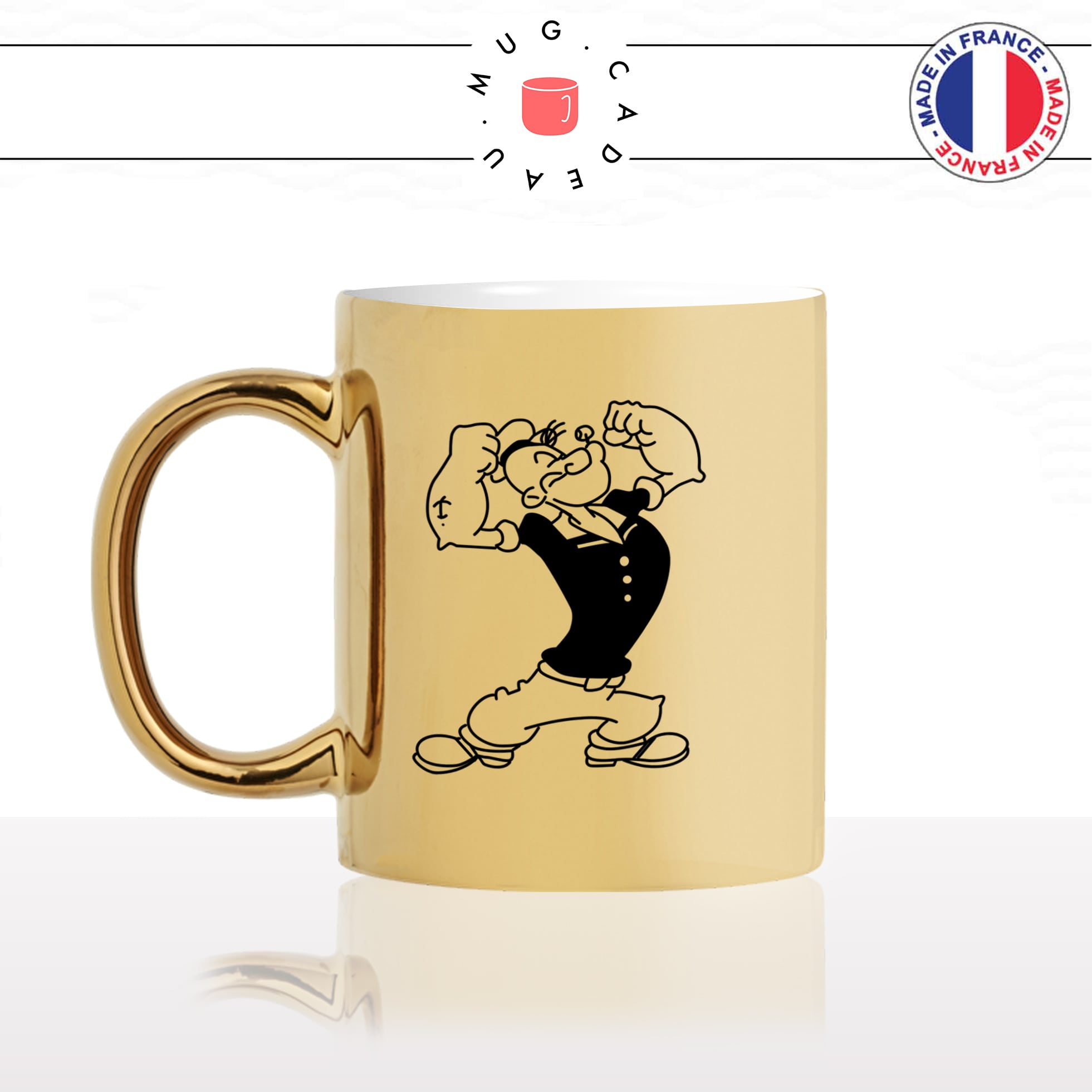 mug-tasse-doré-or-gold-popeye-fort-épinards-légumes-dessin-animé-humour-fun-idée-cadeau-personnalisé-café-thé-min