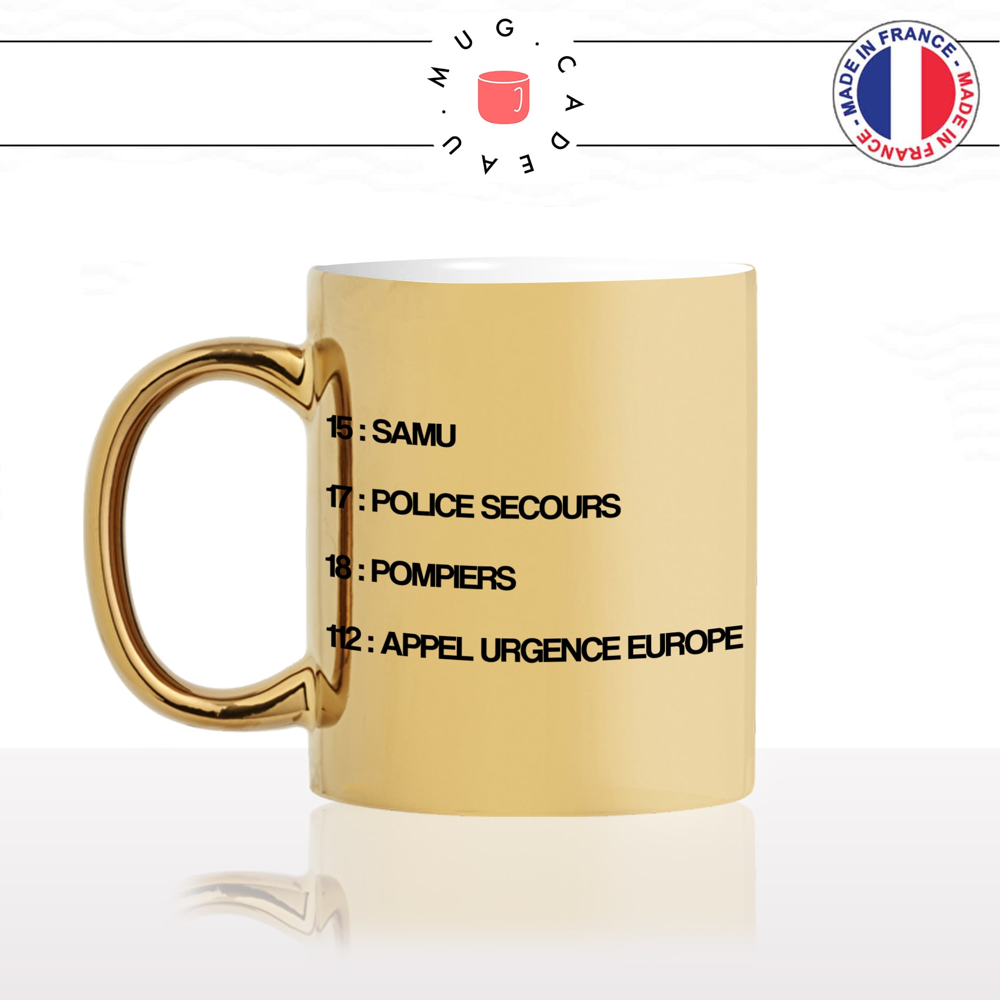 mug-tasse-or-gold-doré-appels-durgences-rappel-annuaire-numéros-telephone-police-samu-pompier-accident-personnalisé-fun-idée-cadeau-café-thé-min