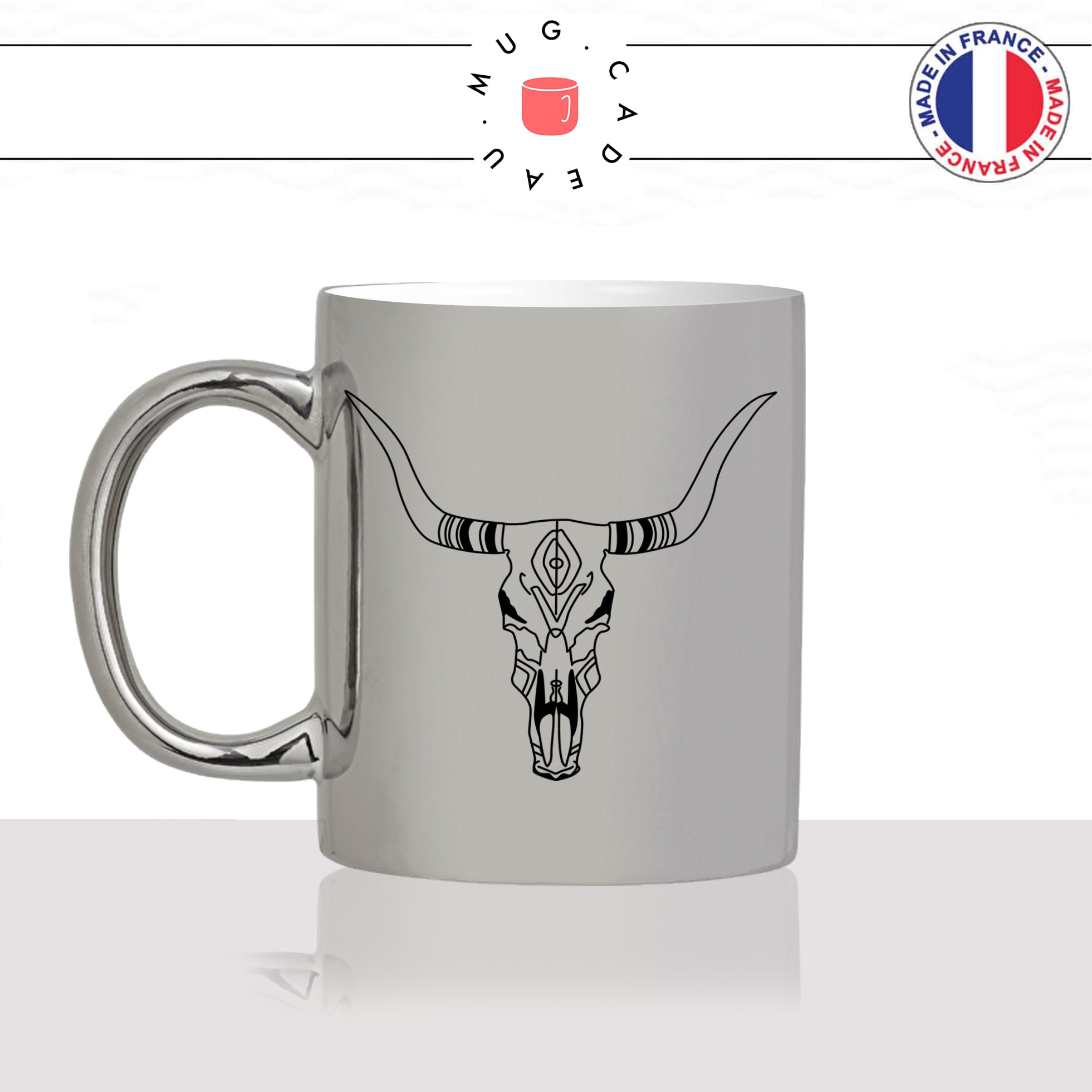 mug-tasse-silver-argenté-argent-tete-de-buffle-crane-dessin-noir-fun-café-thé-idée-cadeau-original-personnalisable-min
