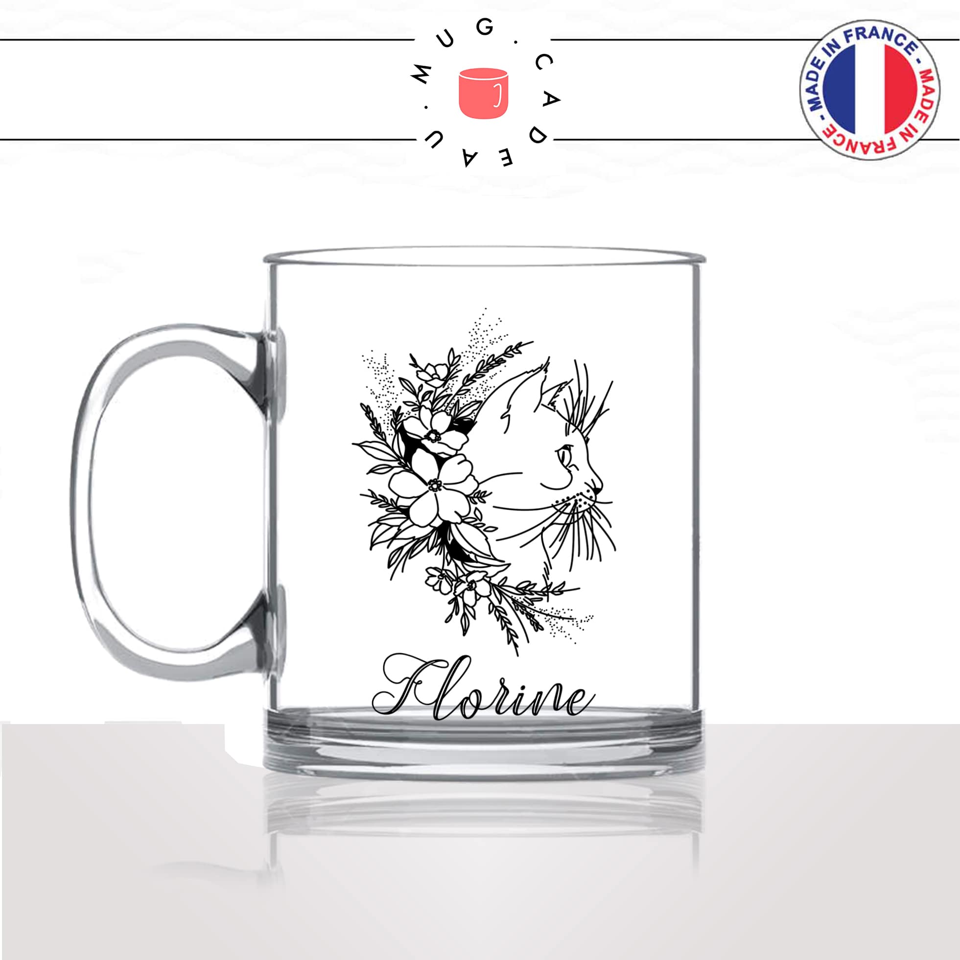 mug-tasse-en-verre-transparent-glass-fleurs-chats-animal-chaton-dessin-noir-fun-café-thé-idée-cadeau-original-personnalisable-prénom-personnalisable-min