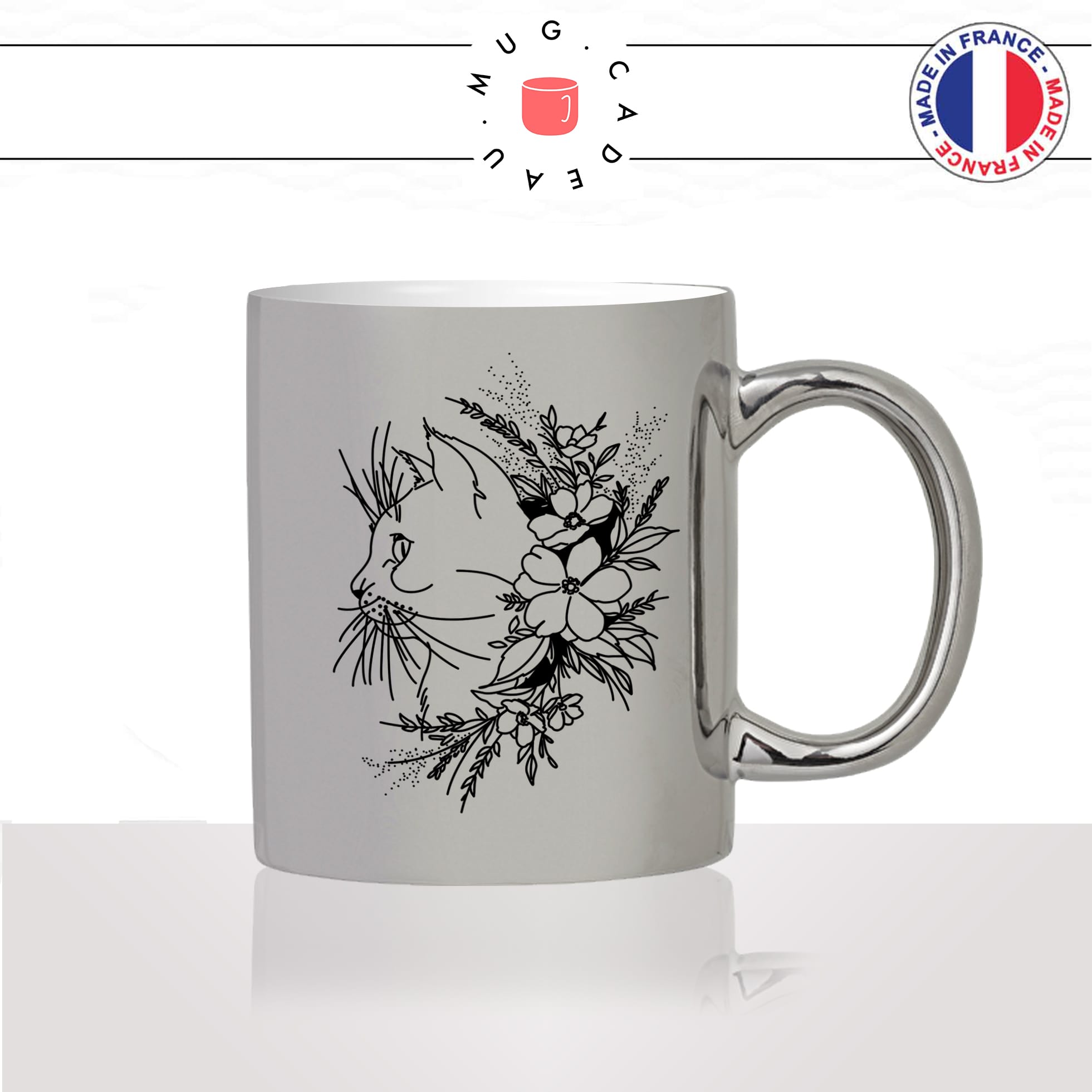 mug-tasse-argenté-silver-fleurs-moustaches-chats-animal-chaton-dessin-noir-fun-café-thé-idée-cadeau-original-personnalisable2-min