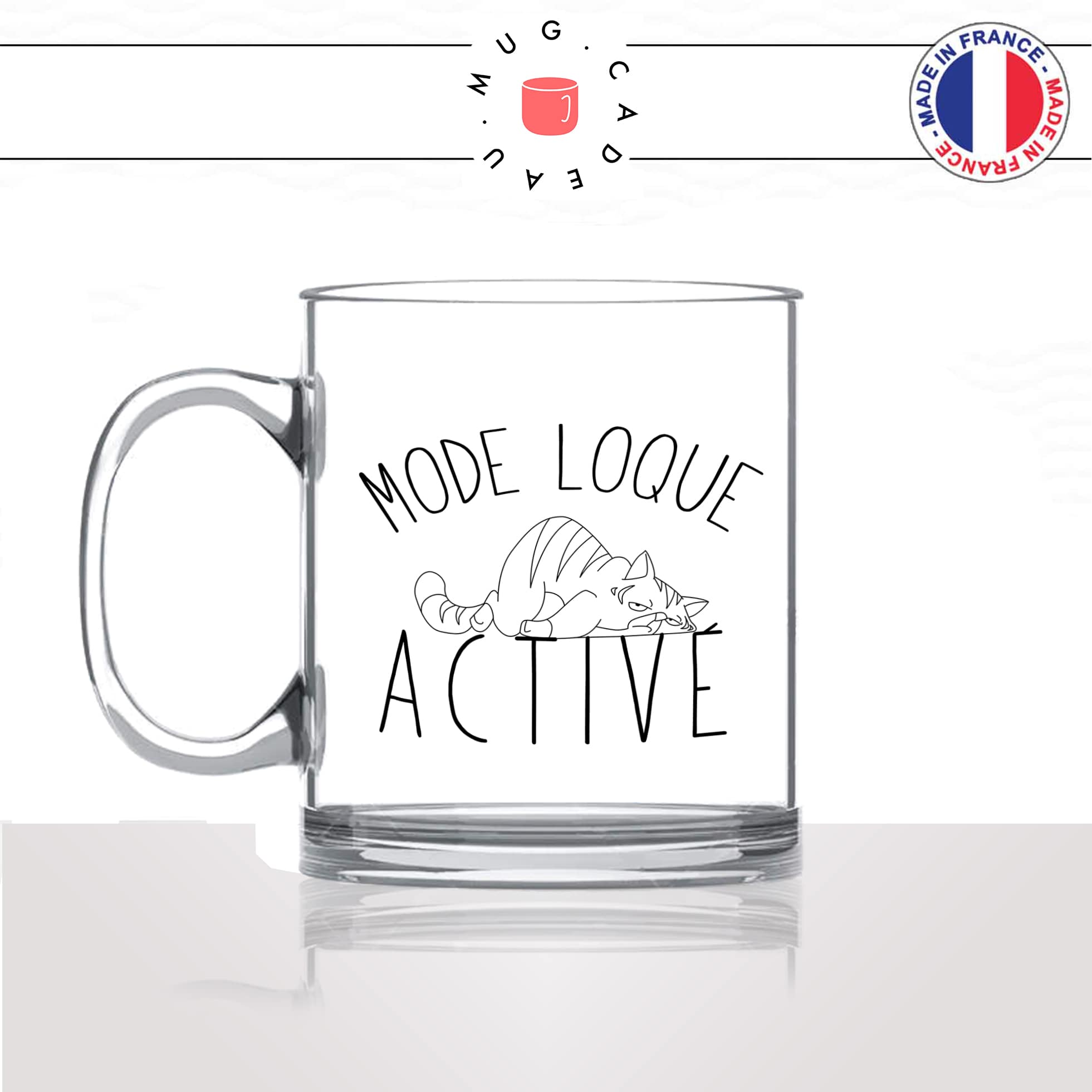 mug-tasse-en-verre-transparent-mode-loque-activé-flemme-WE-humour-chat-mignon-animal-chaton-noir-fun-café-thé-idée-cadeau-original-personnalisé-min