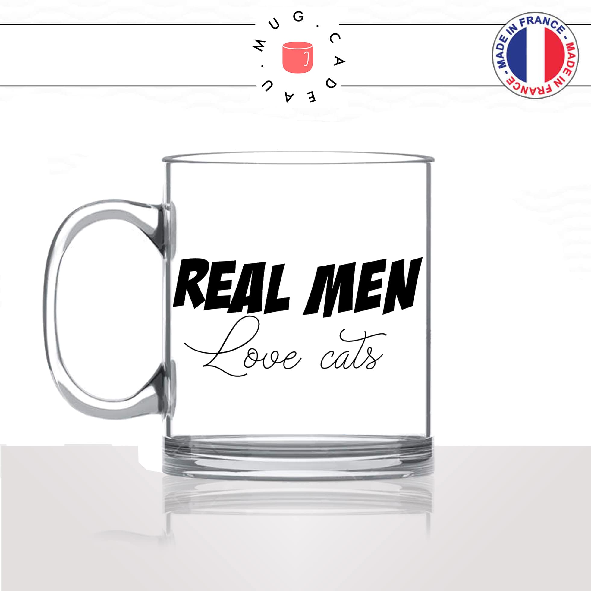 mug-tasse-en-verre-transparent-real-men-love-cats-homme-chat-mignon-animal-chaton-noir-fun-café-thé-idée-cadeau-original-personnalisé-min