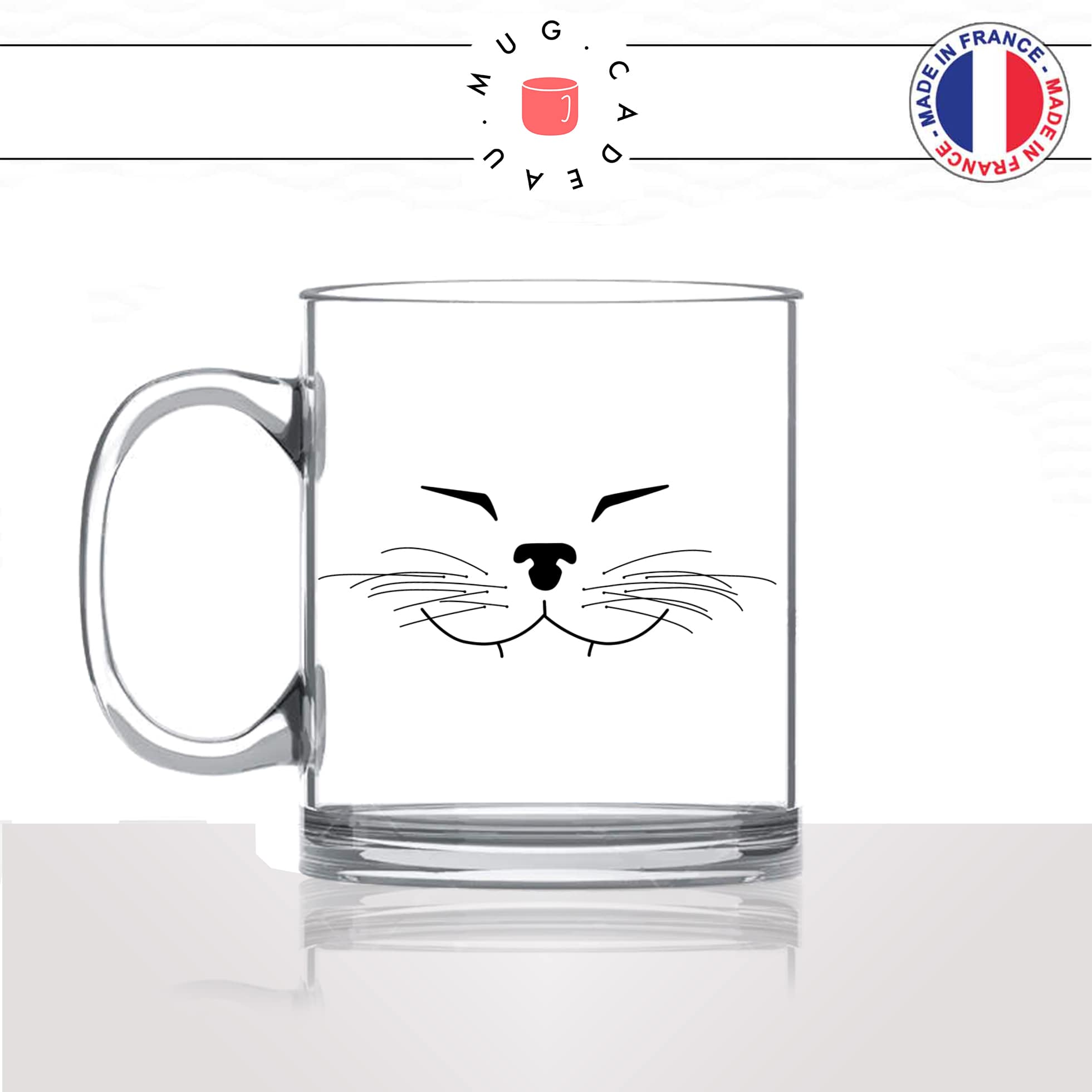 mug-tasse-en-verre-transparent-tete-de-chat-content-moustaches-mignon-animal-chaton-noir-fun-café-thé-idée-cadeau-original-personnalisé-min