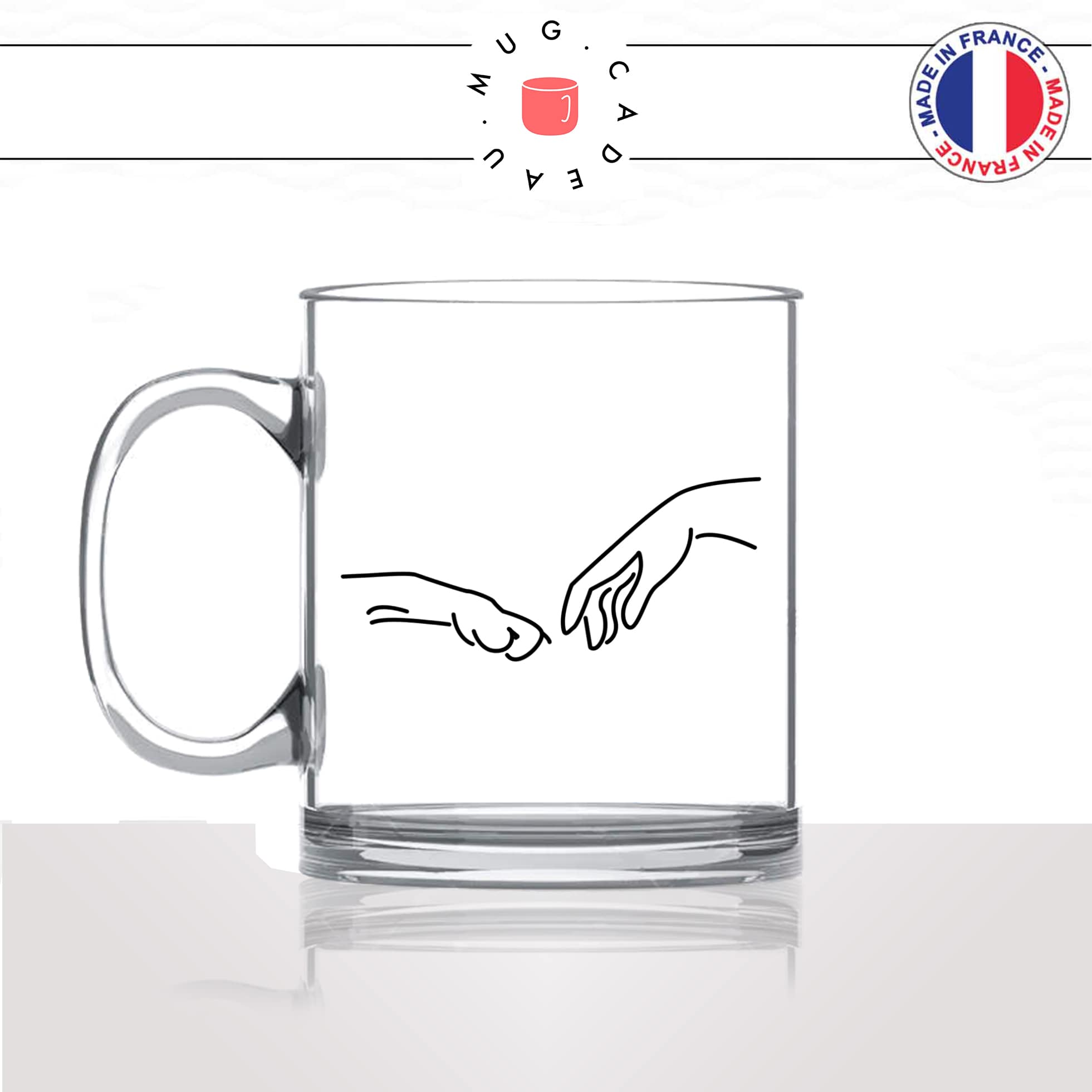 tasse-mug-en-verre-glass-chien-amour-main-michel angelo-humour-mignon-animal-chiot-noir-fun-café-thé-idée-cadeau-original-personnalisé-min
