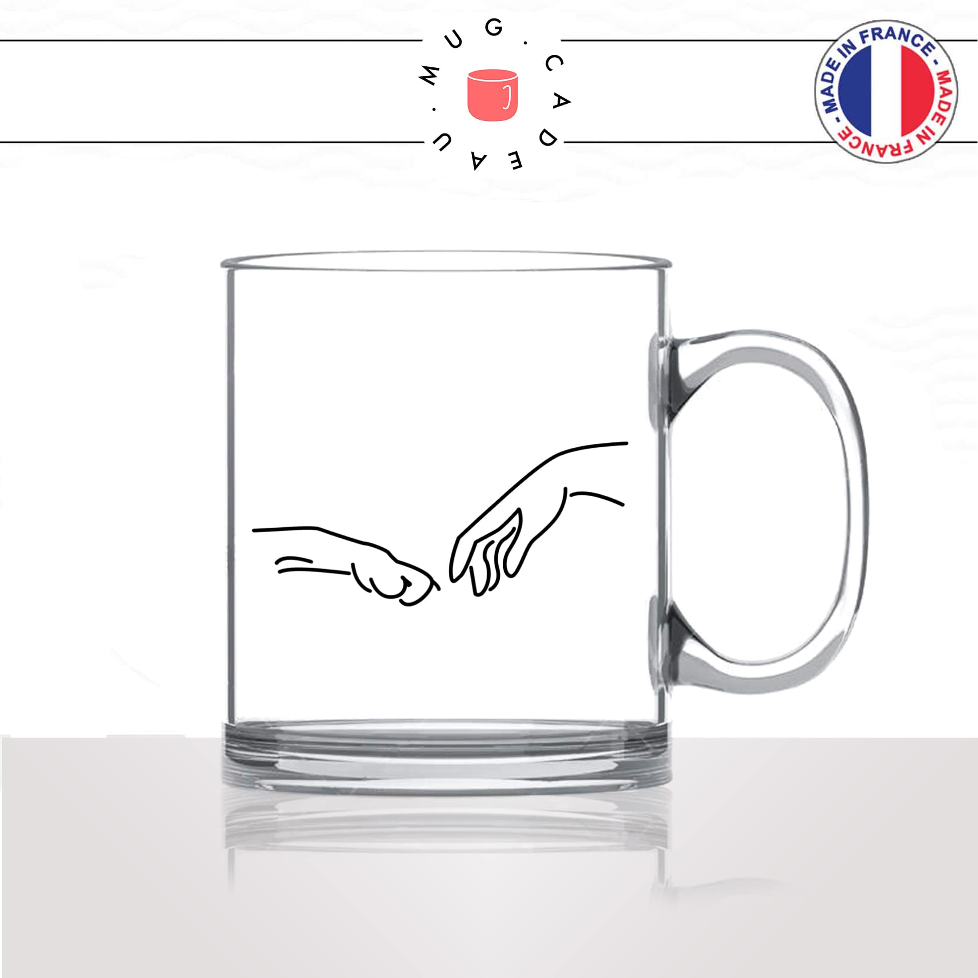 tasse-mug-en-verre-glass-chien-amour-main-michel angelo-humour-mignon-animal-chiot-noir-fun-café-thé-idée-cadeau-original-personnalisé2-min