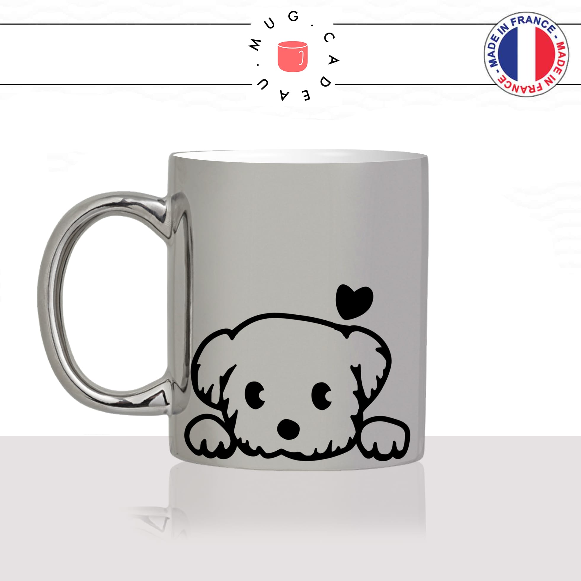tasse-mug-argenté-silver-argent-chien-dog-amour-caniche-bichon-race-mignon-animal-chiot-noir-fun-café-thé-idée-cadeau-original-personnalisé-min