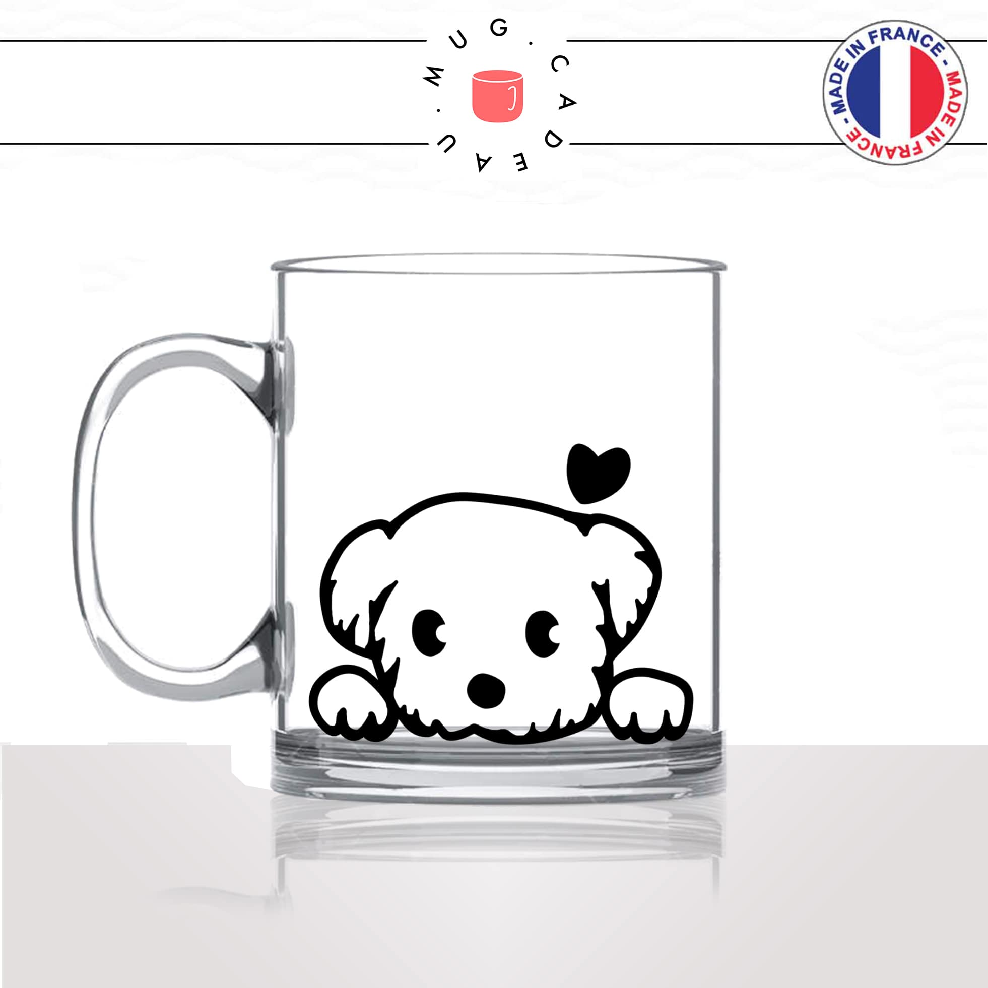 tasse-mug-en-verre-glass-chien-dog-amour-caniche-bichon-race-mignon-animal-chiot-noir-fun-café-thé-idée-cadeau-original-personnalisé-min