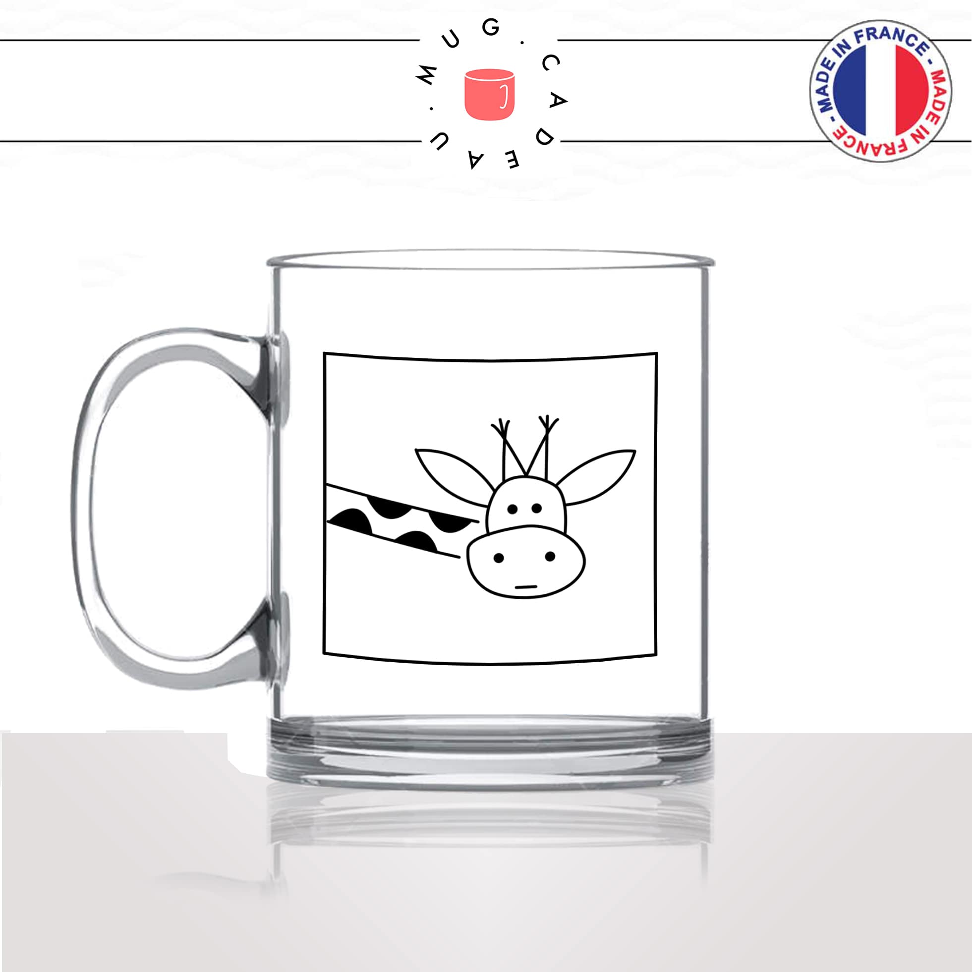 tasse-mug-en-verre-transparent-giraphe-coucou-tete-cou-drole-mignon-animal-noir-fun-café-thé-idée-cadeau-original-personnalisé-min
