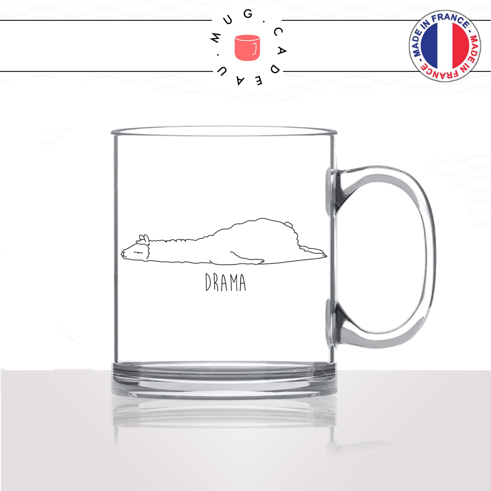 tasse-mug-en-verre-transparent-lama-drama-dessin-drole-mignon-animal-noir-fun-café-thé-idée-cadeau-original-personnalisé2-min
