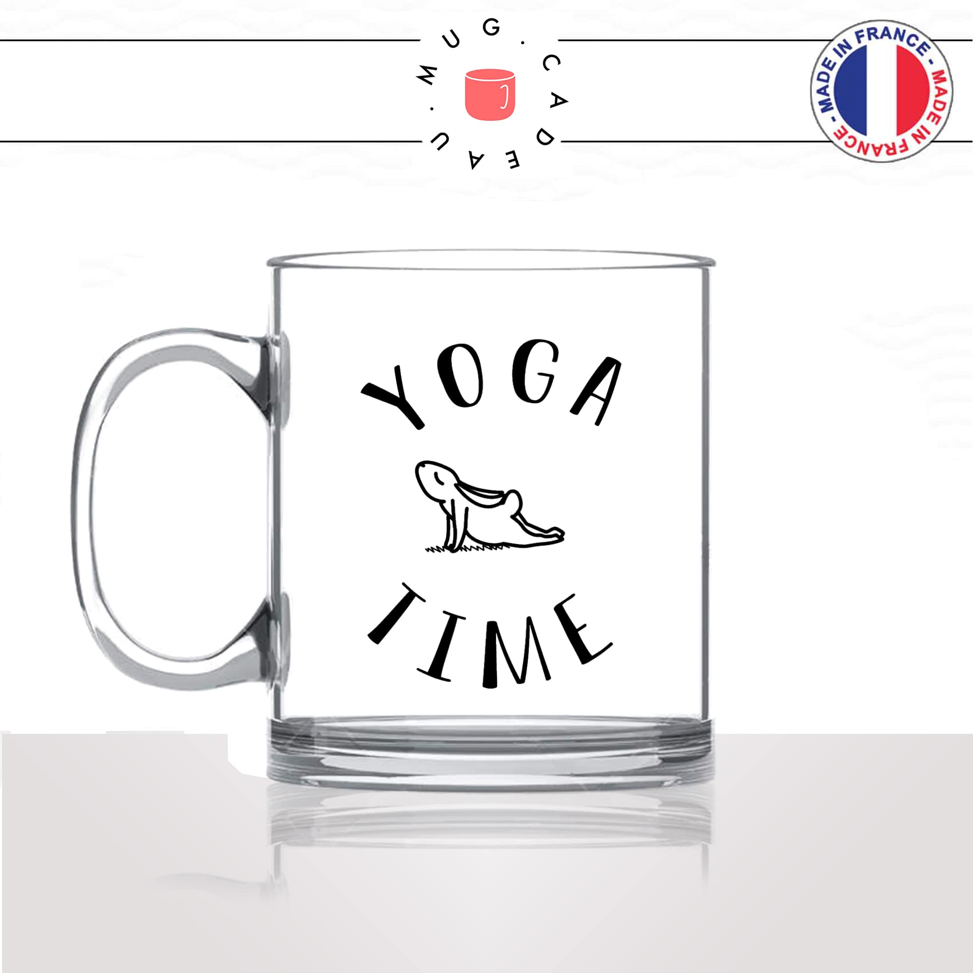 tasse-mug-en-verre-transparent-lapin-pose-yoga-time-sport-pilate-meditation-mignon-animal-noir-fun-café-thé-idée-cadeau-original-personnalisé-min