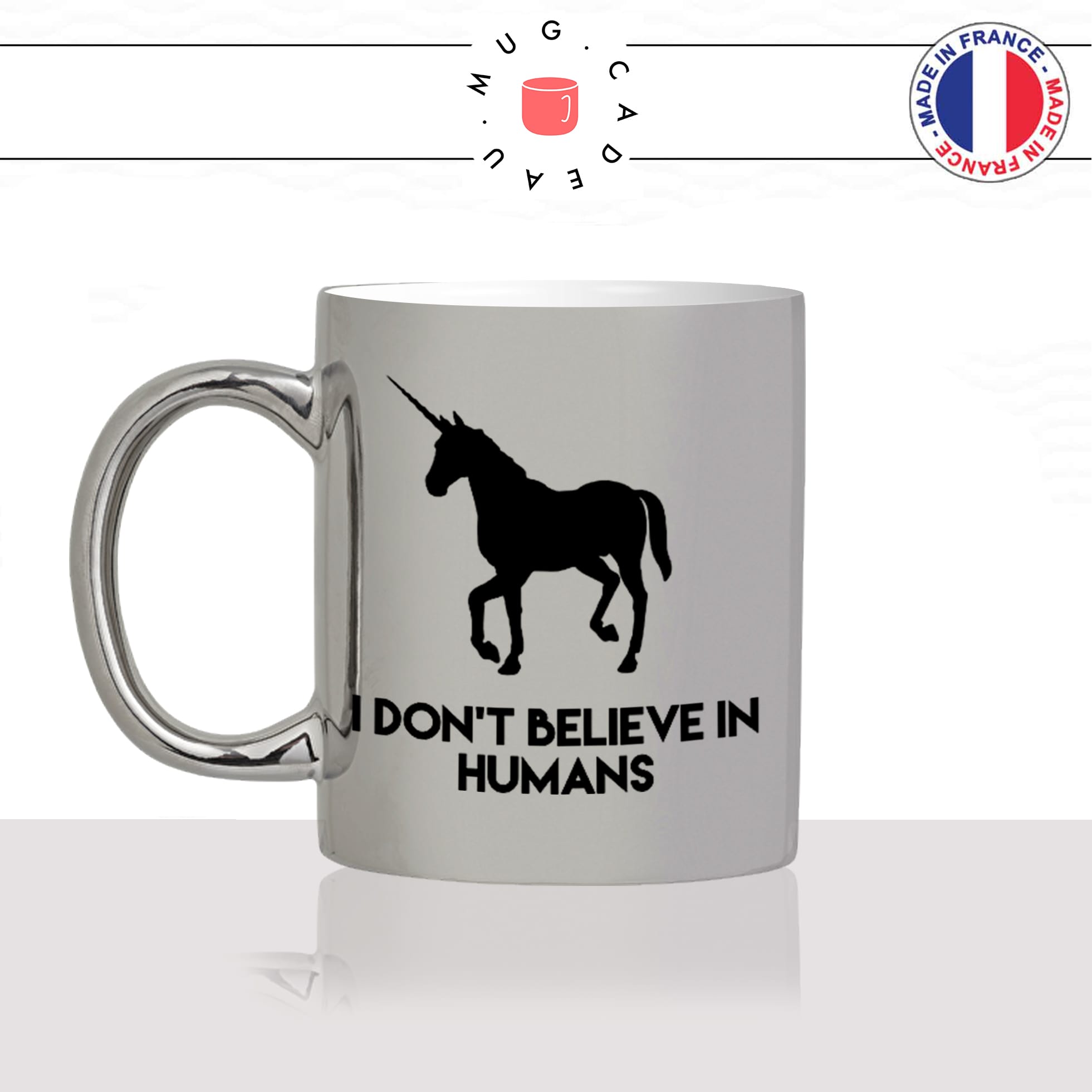 mug-tasse-silver-argenté-licorne-i-dont-believe-in-humains-dessin-drole-mignon-animal-noir-fun-café-thé-idée-cadeau-original-personnalisé-min