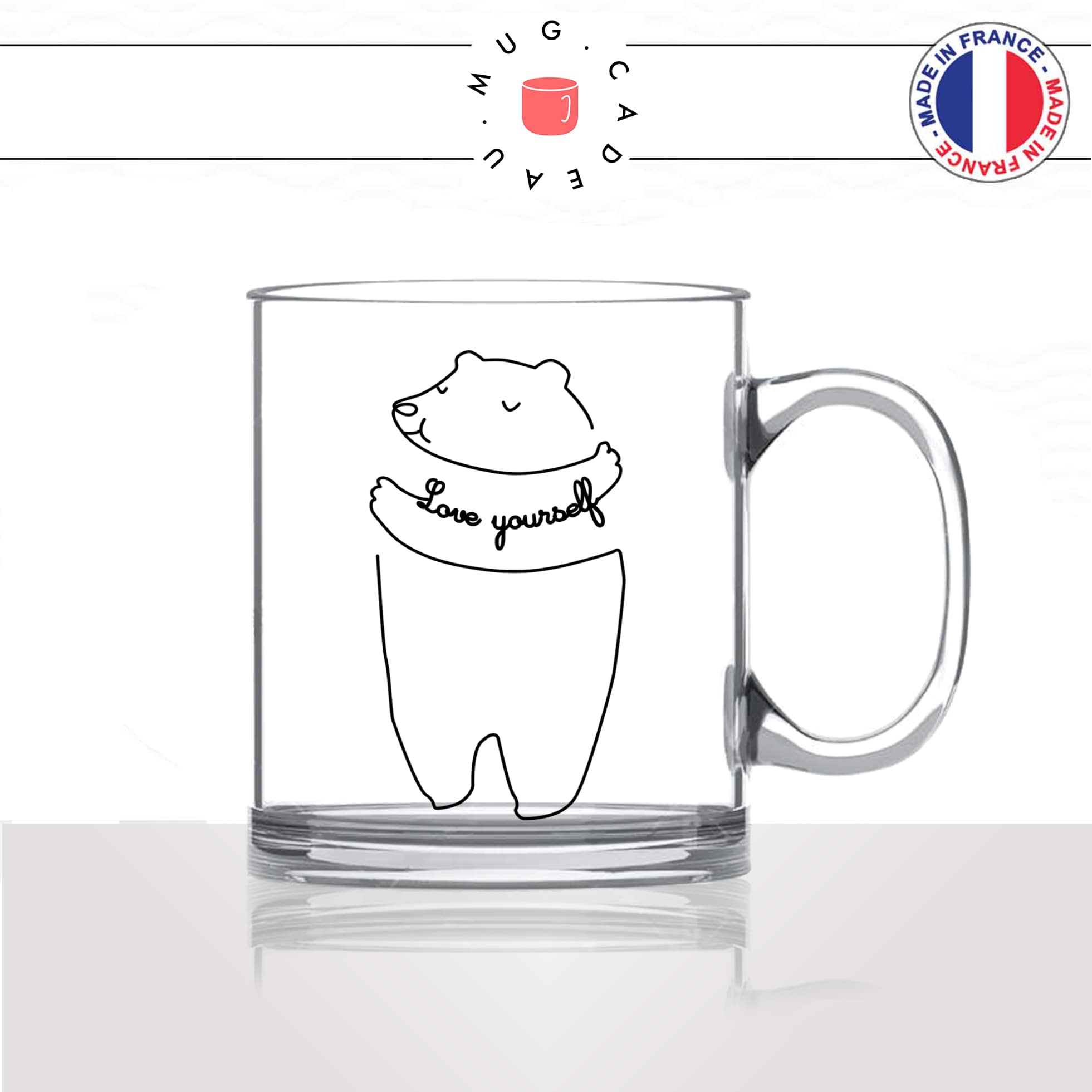 mug-tasse-en-verre-transparent-glass-ours-love-yourself-dessin-drole-mignon-animal-noir-fun-café-thé-idée-cadeau-original-personnalisé2-min