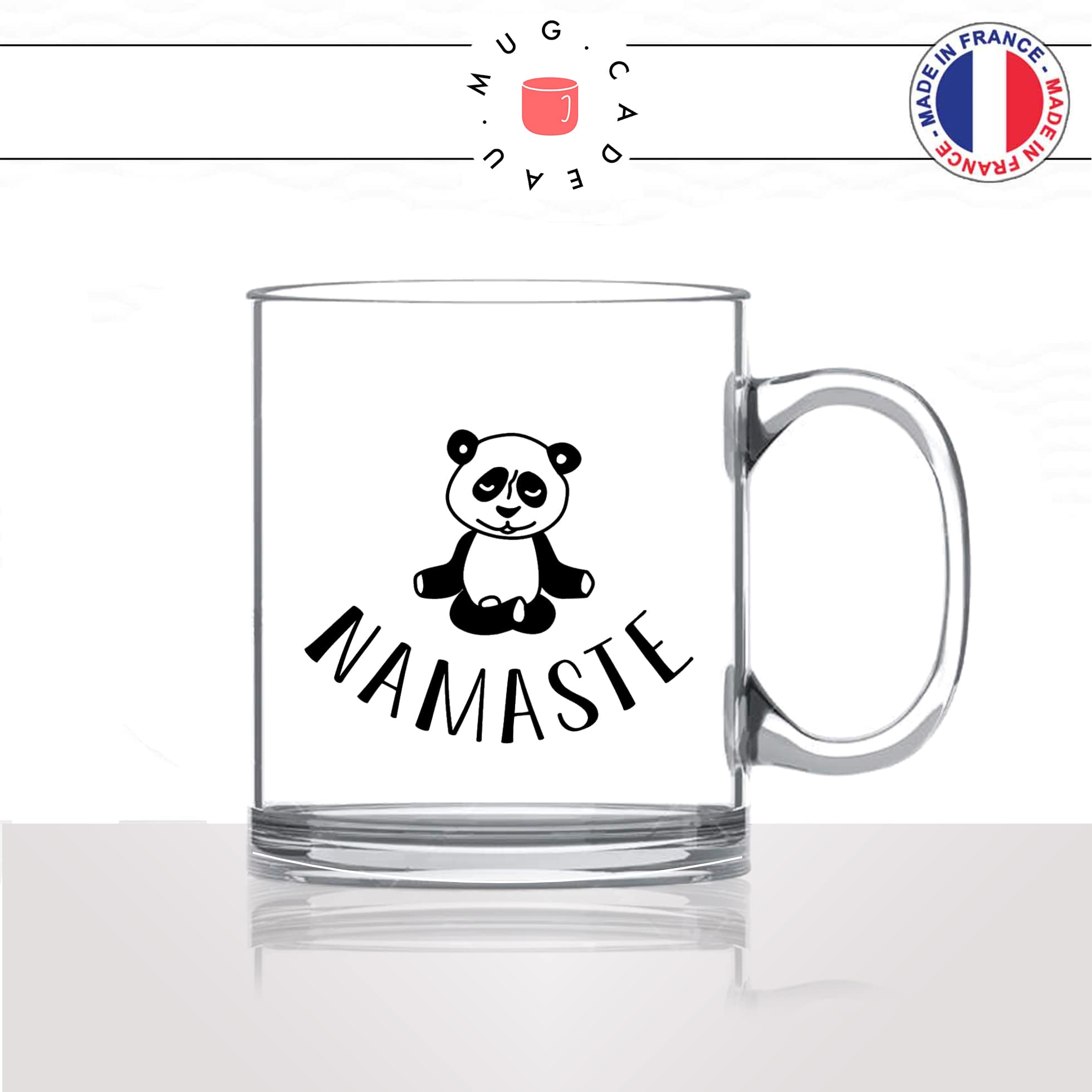 tasse-mug-en-verre-glass-namaste-panda-ours-yoga-sport-pilate-meditation-mignon-animal-noir-fun-café-thé-idée-cadeau-original-personnalisé2-min