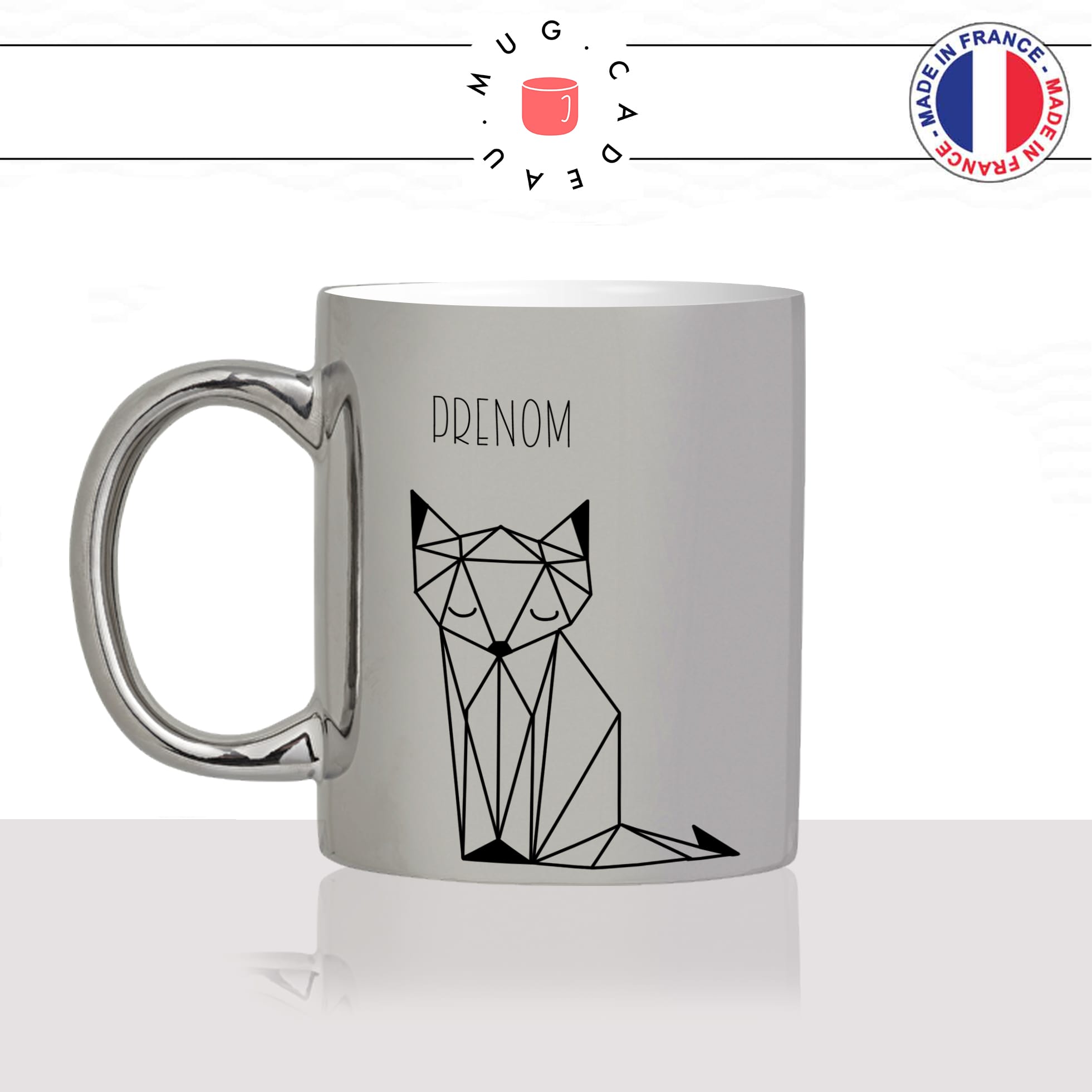 mug-tasse-silver-argenté-argent-renard-origami-prénom-personnalisable-dessin-mignon-animal-noir-fun-café-thé-idée-cadeau-original-personnalisé-min