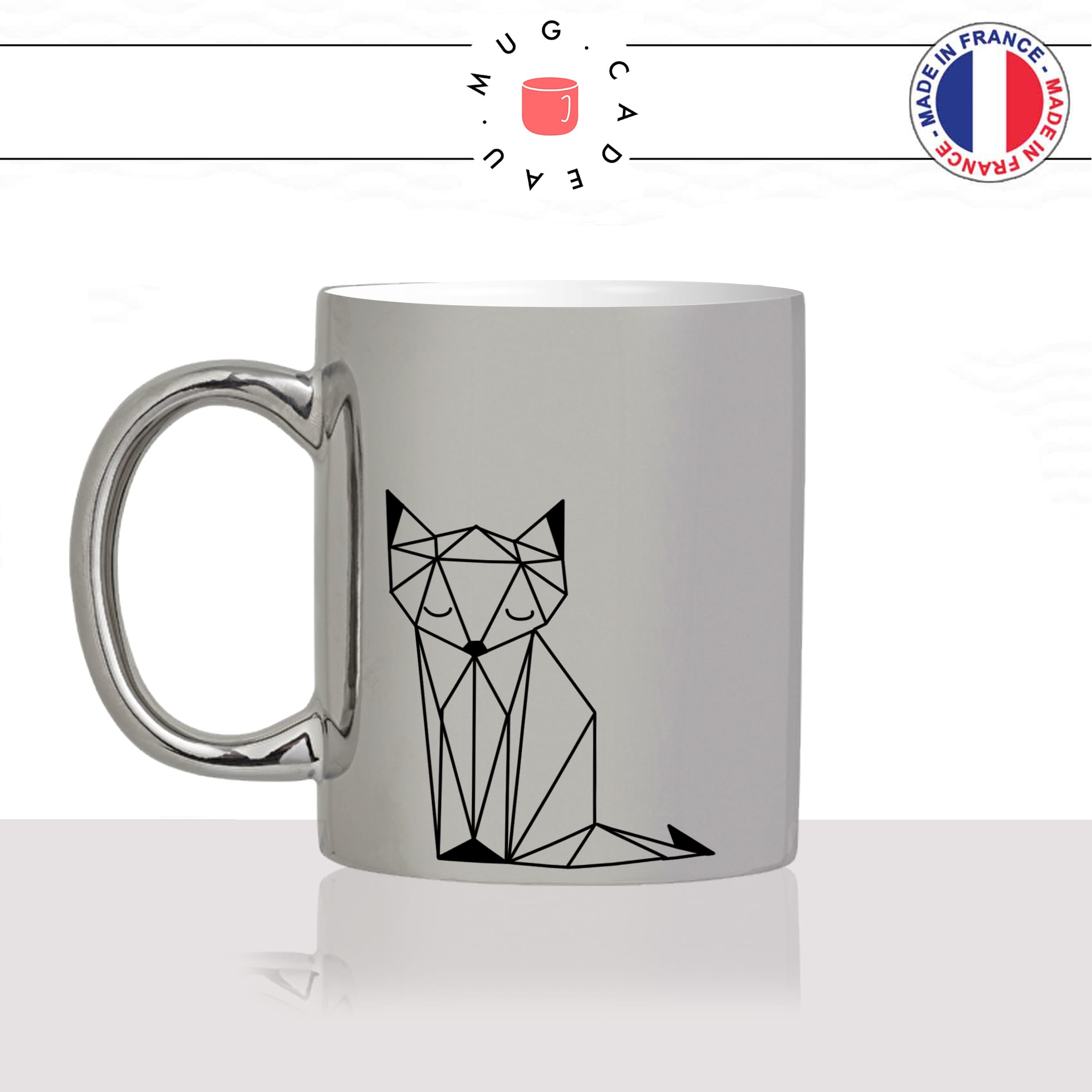 mug-tasse-silver-argenté-argent-renard-origami-fox-dessin-drole-mignon-animal-noir-fun-café-thé-idée-cadeau-original-personnalisé-min