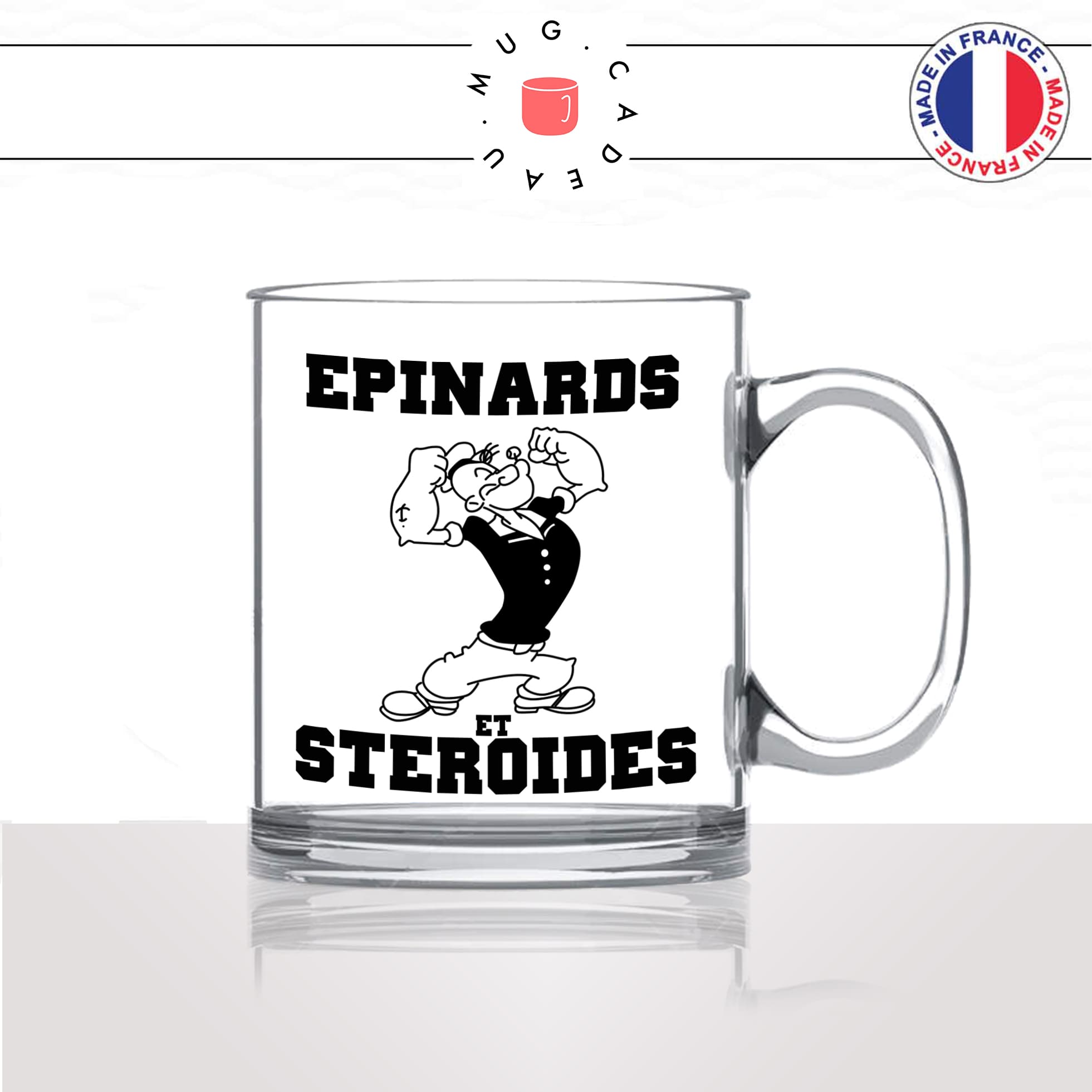 mug-tasse-en-verre-transparent-glass-popeye-epinards-et-steroides-fitness-musculation-fort-dessin-animé-humour-idée-cadeau-fun-cool-café-thé2