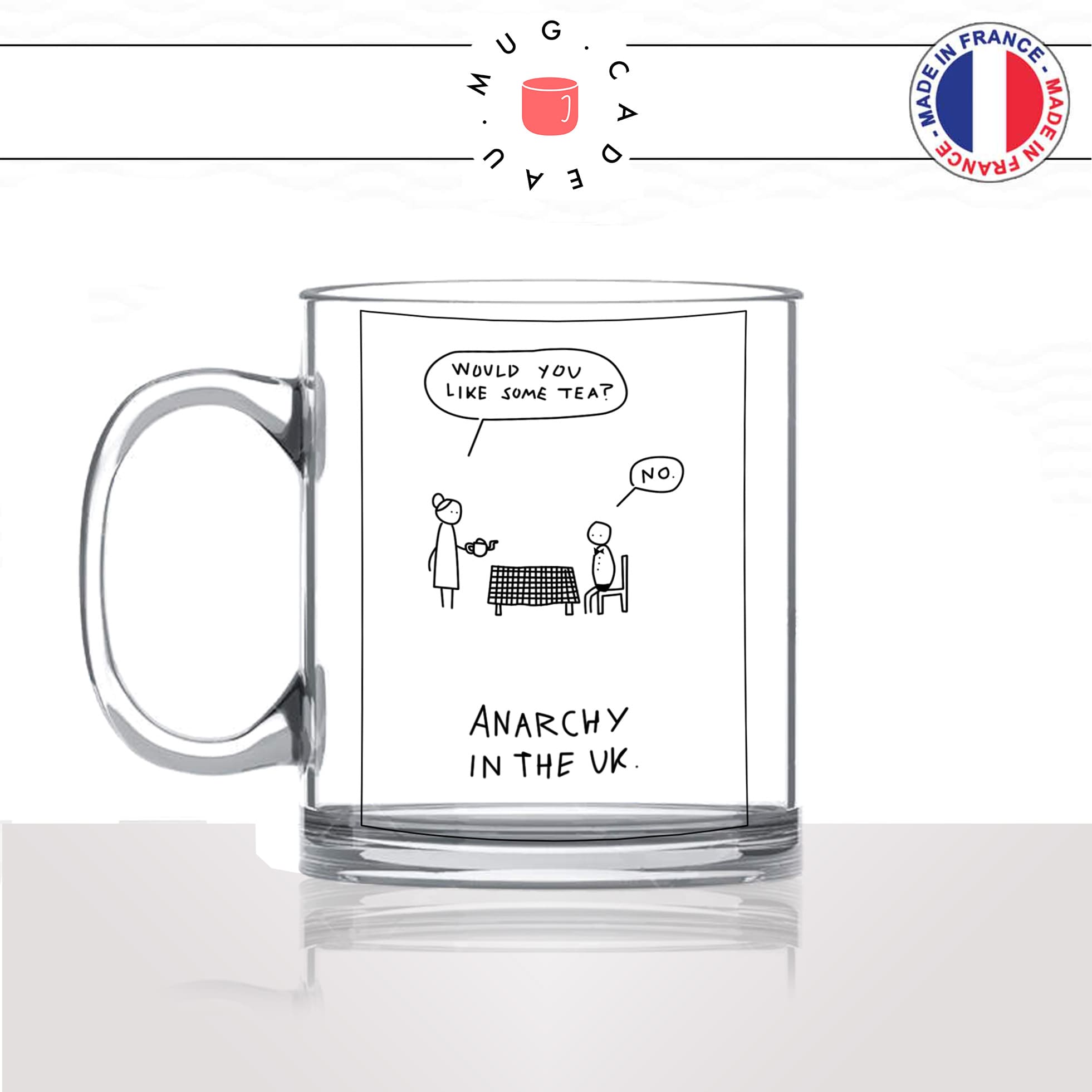 mug-tasse-en-verre-transparent-glass-tea-time-anarchy-in-the-uk-anglais-blague-dessin-original-humour-idée-cadeau-fun-cool-café-thé