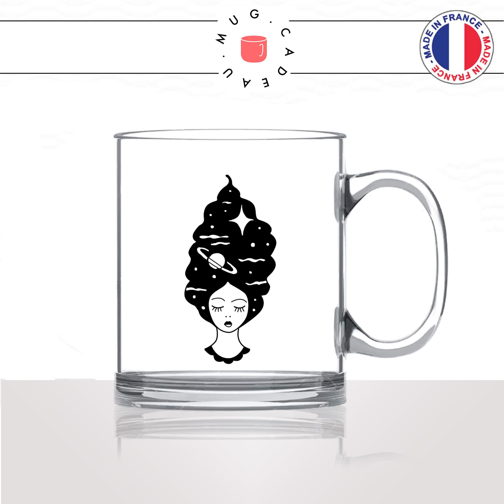 mug-tasse-en-verre-transparent-glass-femme-chevelure-coiffeur-etoiles-espace-lune-planetes-terre-mignon-humour-idée-cadeau-fun-cool-café-thé2