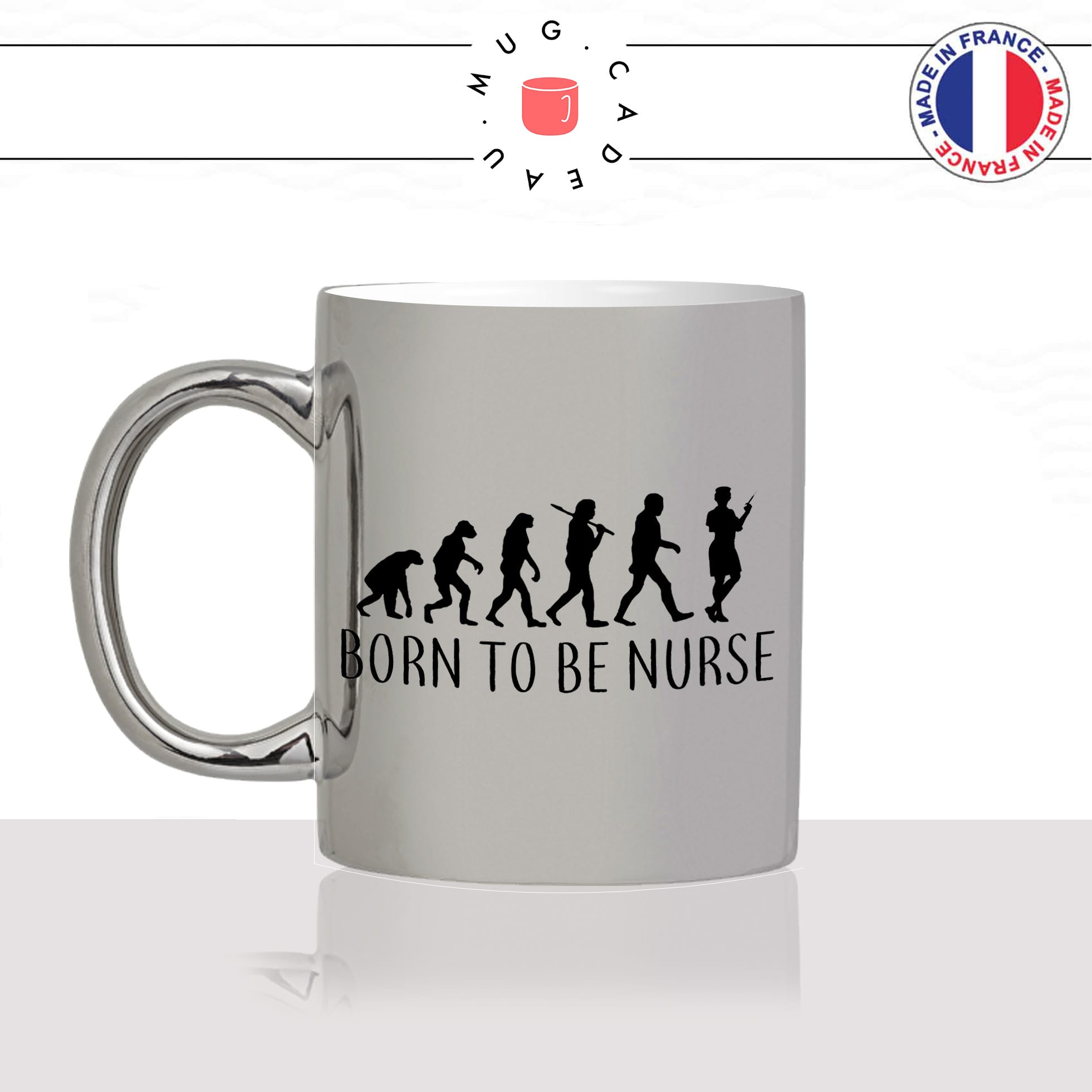 mug-tasse-argent-argenté-silver-born-to-be-nurse-evolution-humaine-singe-primate-metier-infirmiere-humour-idée-cadeau-fun-cool-café-thé-min