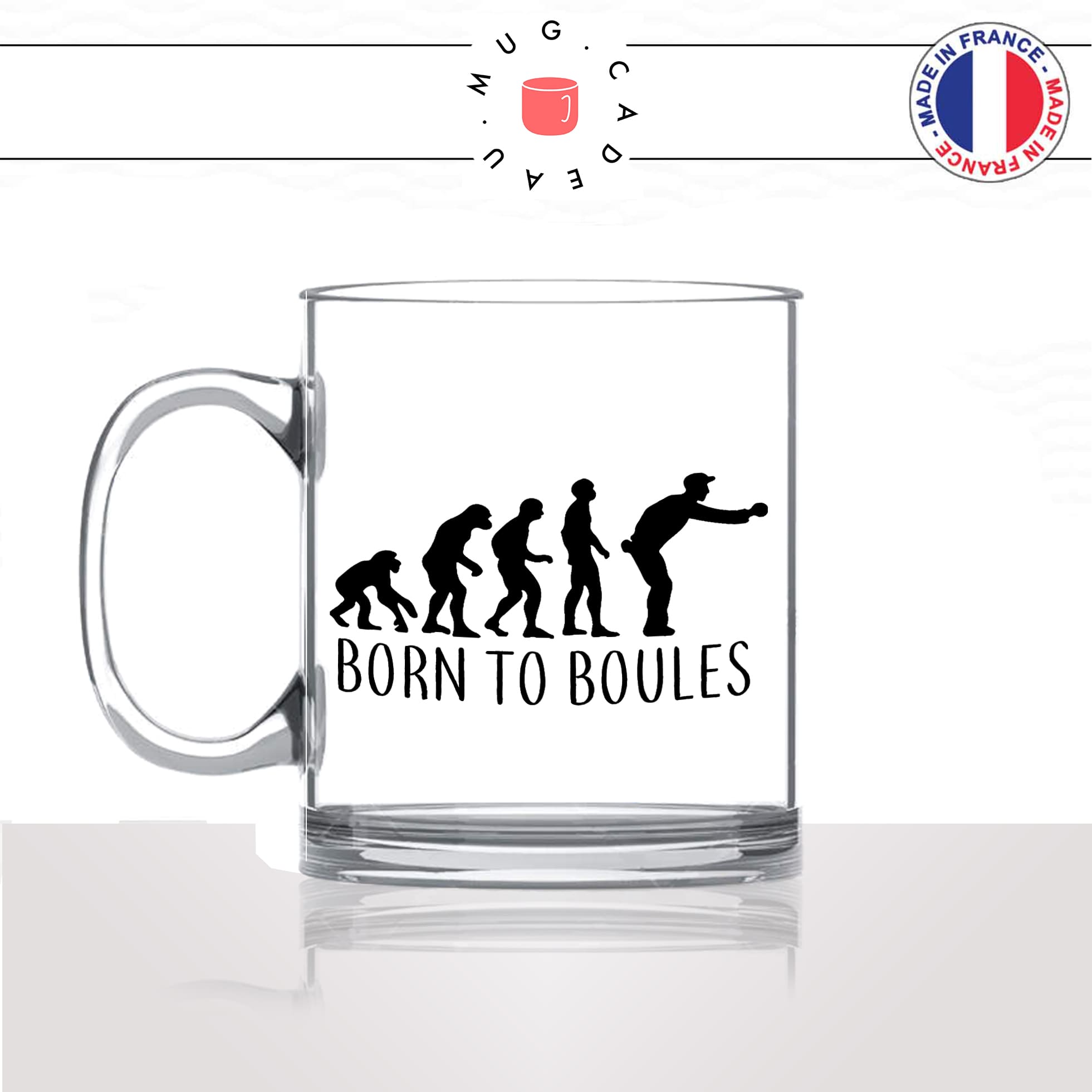 mug-tasse-en-verre-transparent-glass-born-to-boules-pétanque-evolution-humaine-singe-primate-humour-idée-cadeau-fun-cool-café-thé