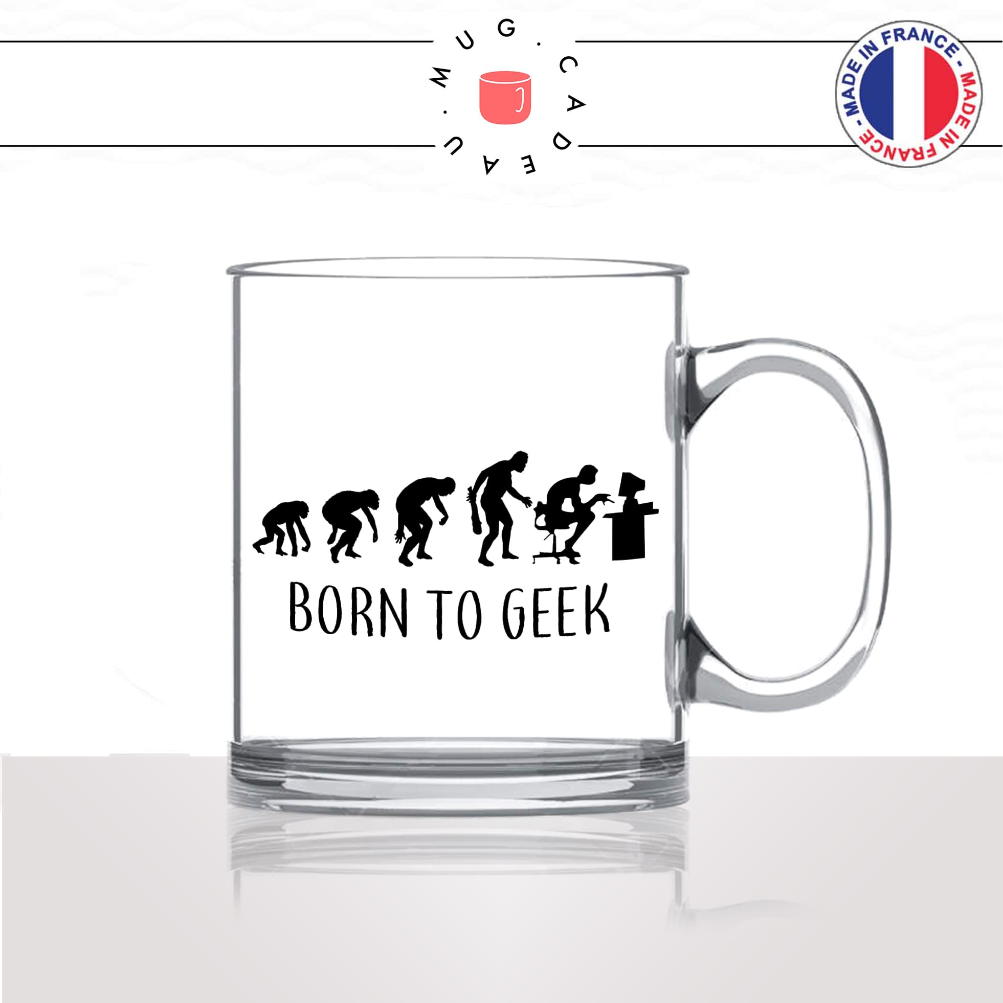 mug-tasse-en-verre-transparent-glass-born-to-geek-evolution-humaine-singe-jeux-video-gamer-gaming-humour-idée-cadeau-fun-cool-café-thé2