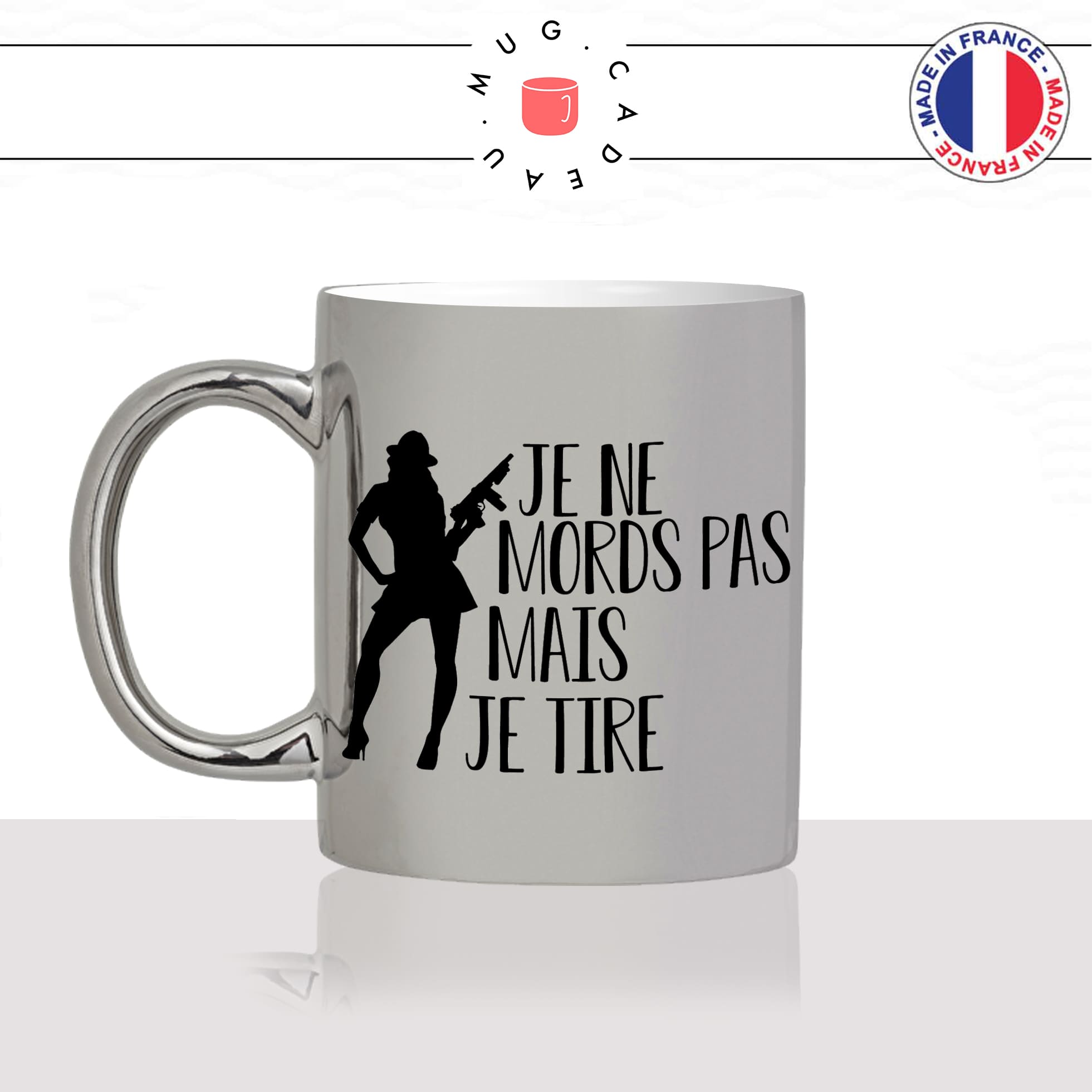 mug-tasse-argent-argenté-silver-femme-je-ne-mords-pas-mais-je-tire-arme-a-feu-fusil-chasse-club-humour-idée-cadeau-fun-cool-café-thé