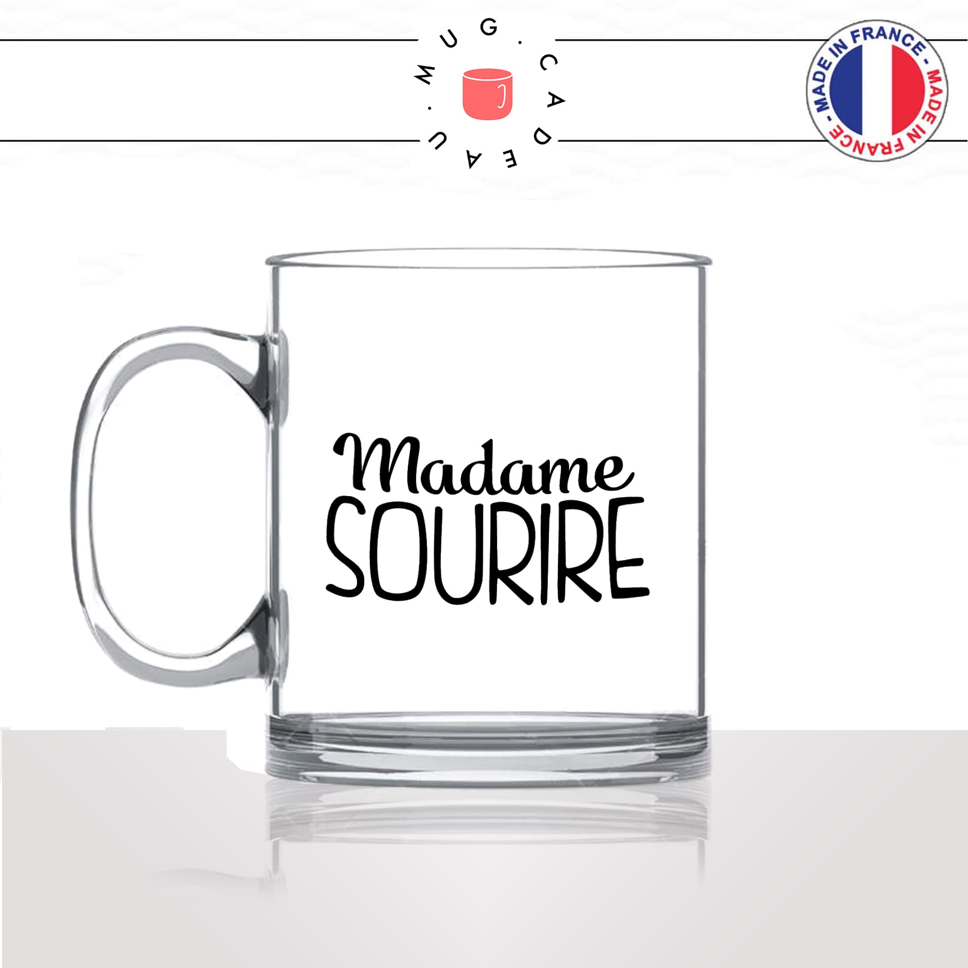 mug-tasse-en-verre-transparent-glass-femme-madame-sourire-smile-content-joyeuse-happy-collegue-copine-idée-cadeau-fun-cool-café-thé