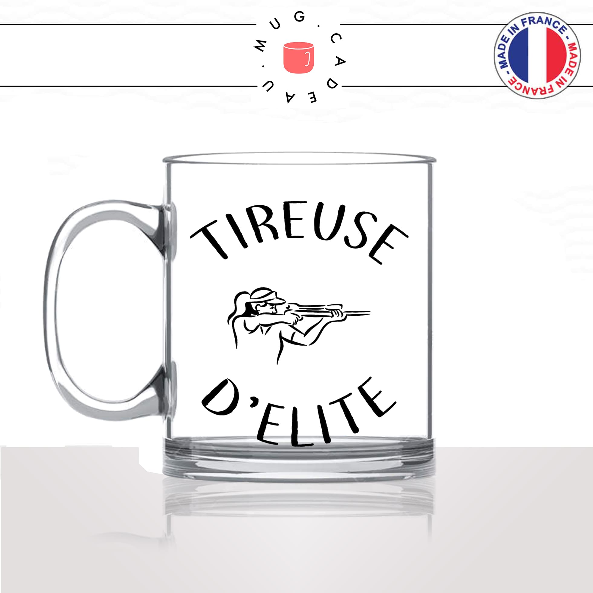mug-tasse-en-verre-transparent-glass-femme-tireuse-délite-tirer-tire-arme-a-feu-fusil-chasse-club-humour-idée-cadeau-fun-cool-café-thé