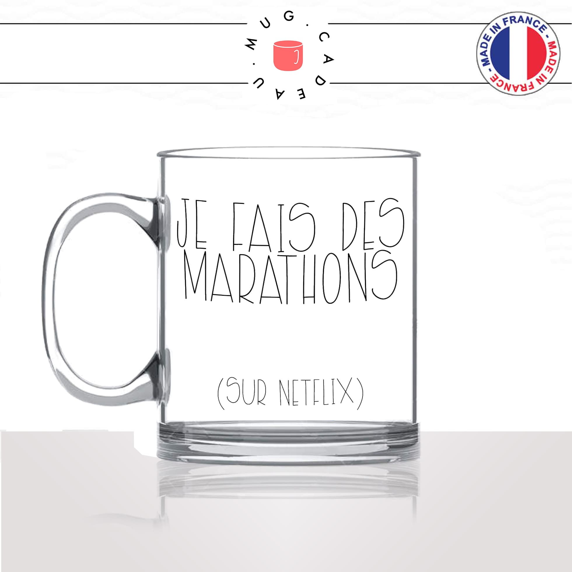 mug-tasse-en-verre-transparent-glass-sport-marathons-netflix-séries-films-sportif-canapé-humour-idée-cadeau-fun-cool-café-thé