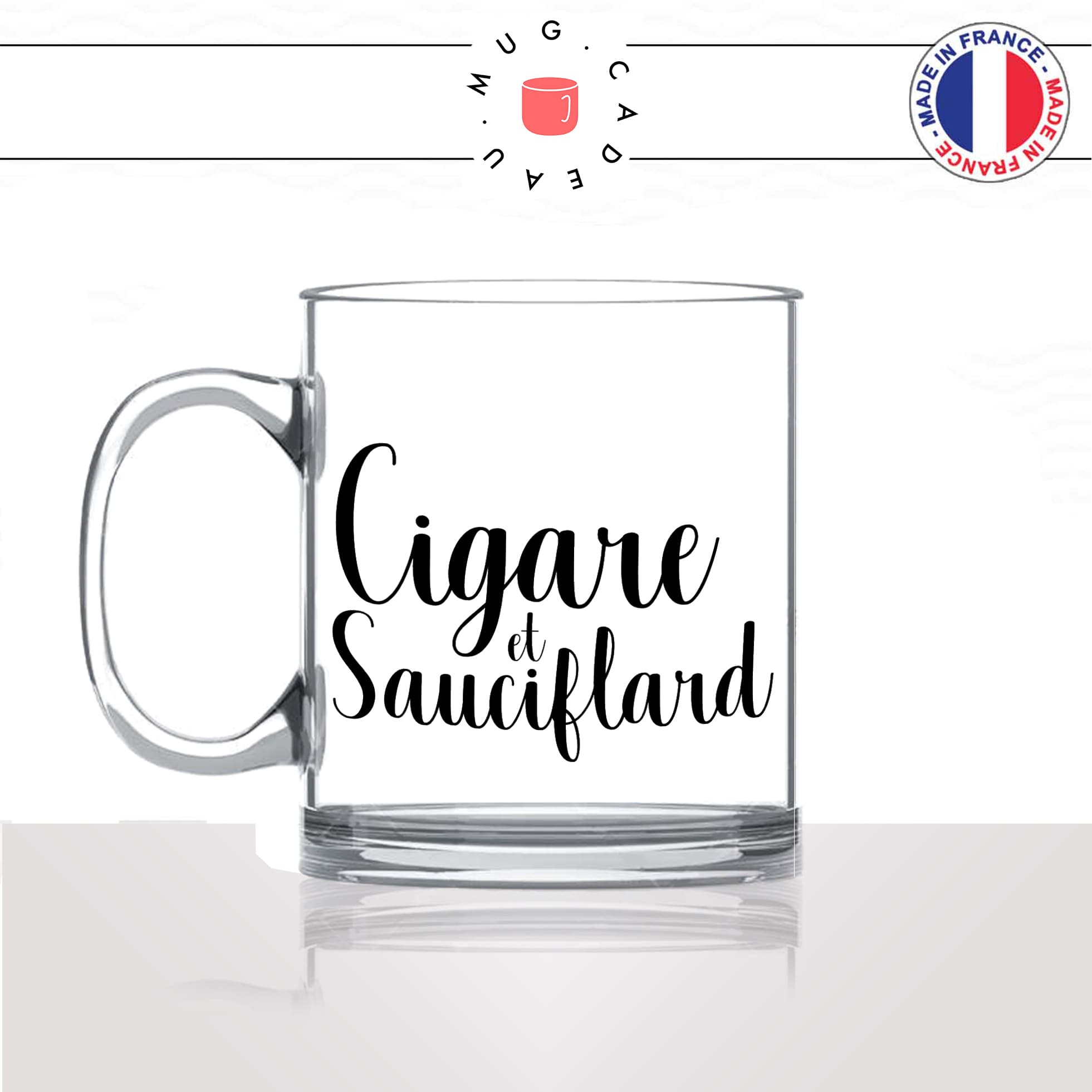 mug-tasse-en-verre-transparent-glass-cigare-et-sauciflard-saucisson-charcuterie-francaise-cubain-rhum-homme-idée-cadeau-fun-cool-café-thé
