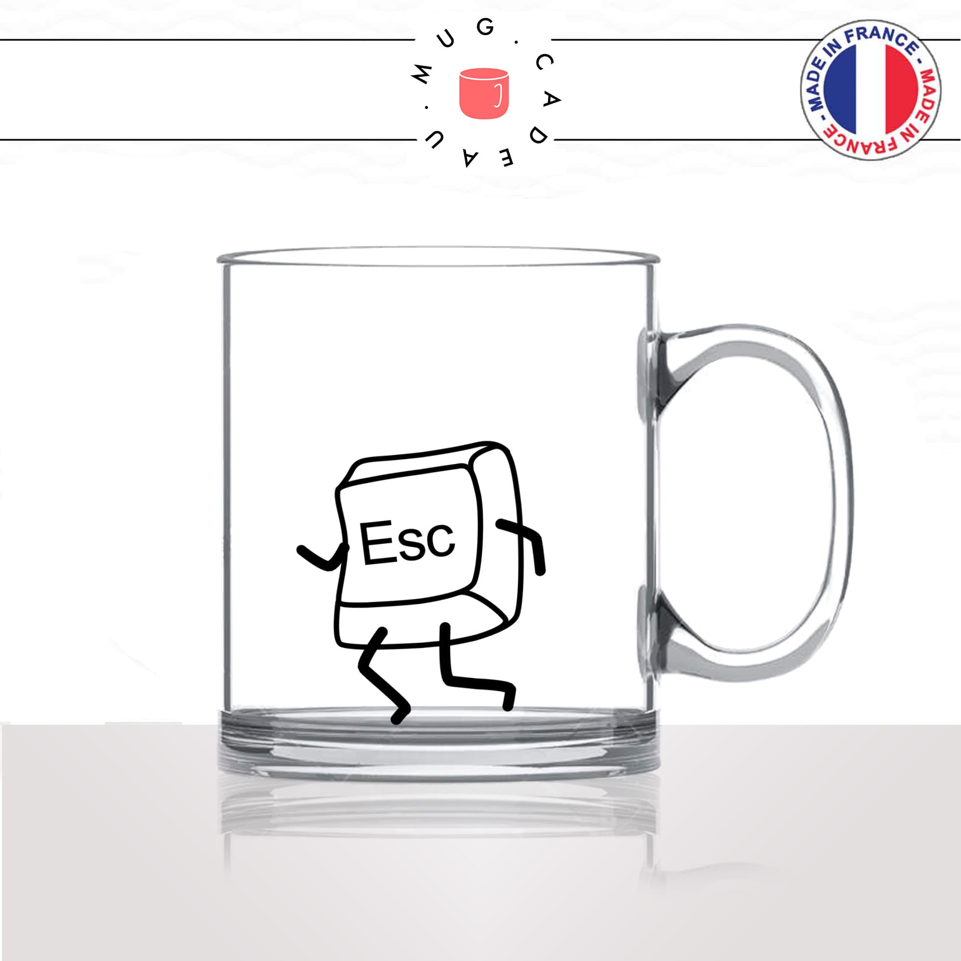 mug-tasse-en-verre-transparent-glass-geek-nerd-touche-clavier-gamer-esc-escape-echappe-collegue-matin-pause-idée-cadeau-fun-cool-café-thé2