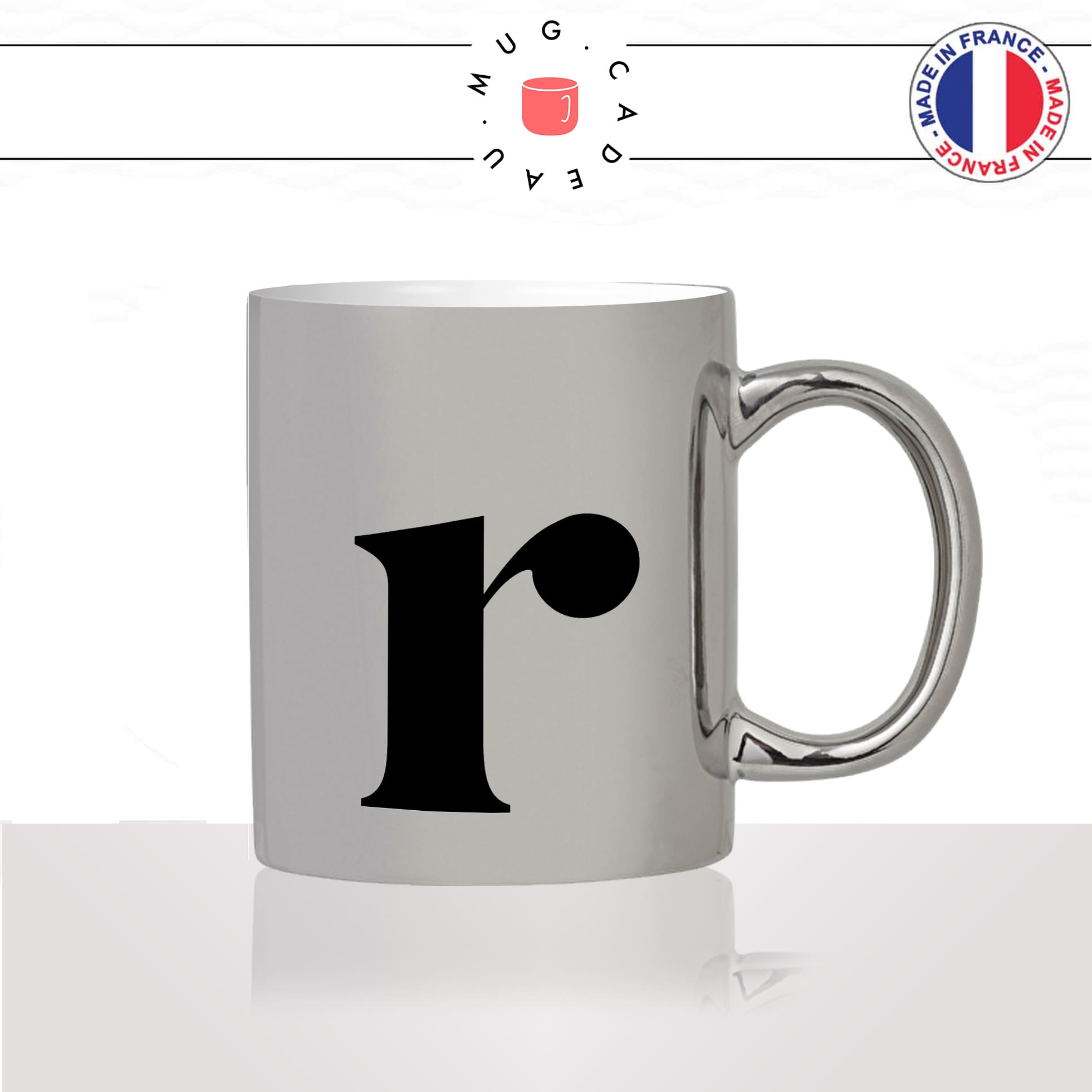 mug-tasse-argent-argenté-silver-initiale-R-Renée-regine-rose-roxane-majuscule-prenom-lettre-collegue-original-idée-cadeau-fun-cool-café-thé
