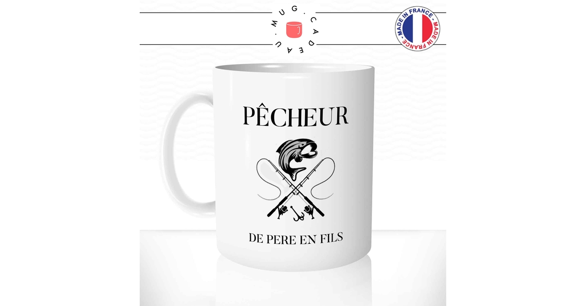 Mug Céramique Vintage Thème Pêche – Cadeau Pour Pêcheur – 9 Cm