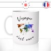 mug-tasse-blanc-brillant-cadeau-voyager-c'est-vivre-voyageur-voyageuse-tour-du-monde-terre-planete-boussole-café-thé-personnalisé-personnalisable