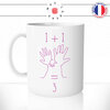 mug-tasse-ref2-naissance-mains-maman-papa-bebe-enfant-1+1=3-un-plus-egal-trois-dessin-rose-fille-cafe-the-mugs-tasses-personnalise-anse-gauche
