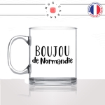 mug-tasse-en-verre-transparent-glass-boujou-de-normandie-normand-bisou-bonjour-patois-france-francais-idée-cadeau-fun-cool-café-thé