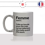 mug-tasse-argenté-argent-gris-silver-femme-définition-qui-boude-belle-quand-elle-sourit-fais-la-gueule-humour-fun-idée-cadeau-originale-cool
