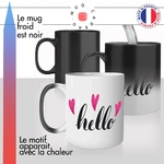 mug magique thermo chauffant thermoreactif tasse hello bonjour coeurs amour anglais mignon