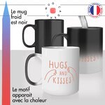 mug magique thermo chauffant thermoreactif tasse hugs and kisses bisous et calins amour fun