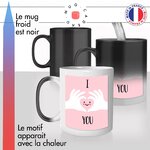 mug magique thermo chauffant thermoreactif tasse i love you main en coeur couple mignon amour fun